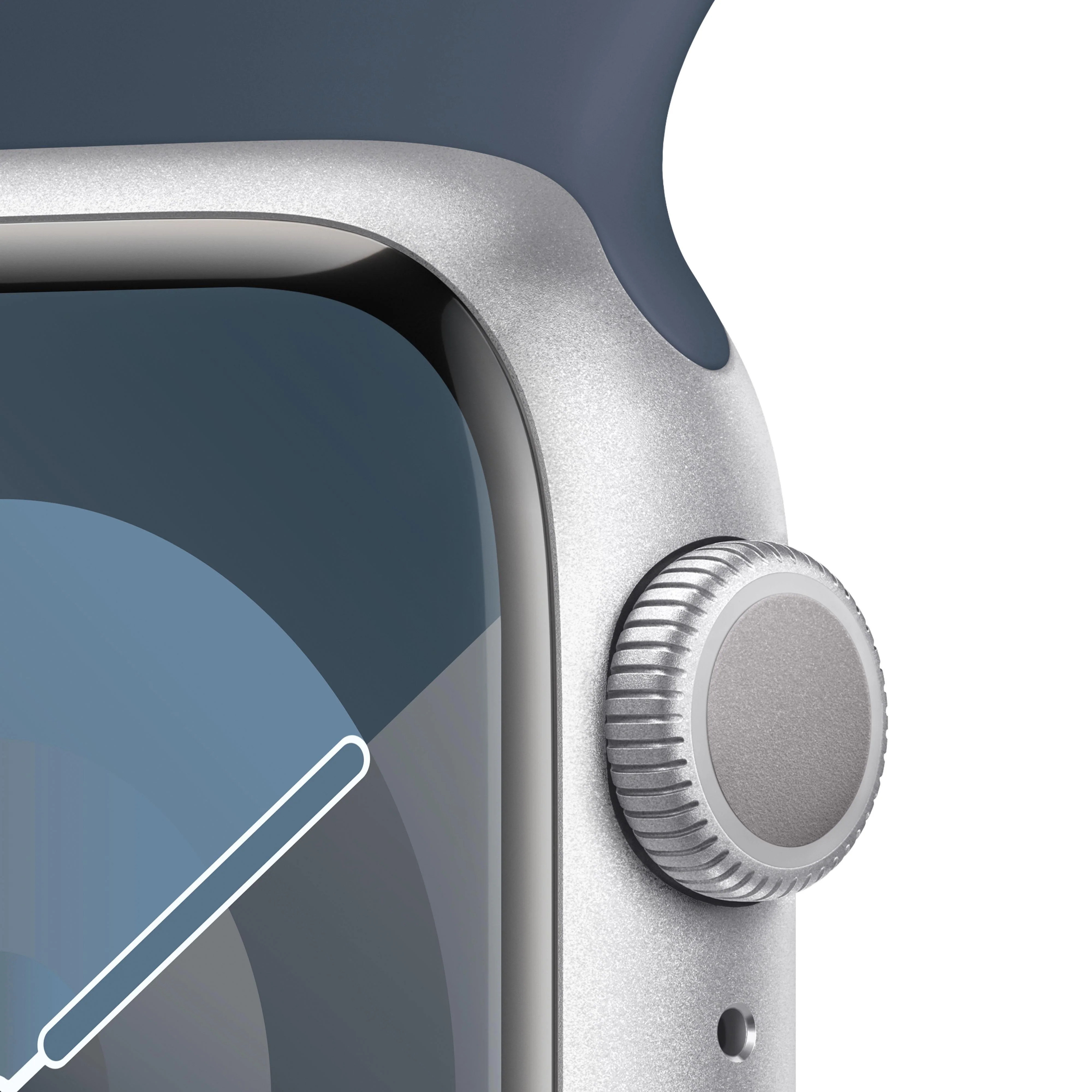 Apple Watch Series 9 GPS 41mm Silver Aluminium Case with Storm Blue Sport Band - M/L - Image 3