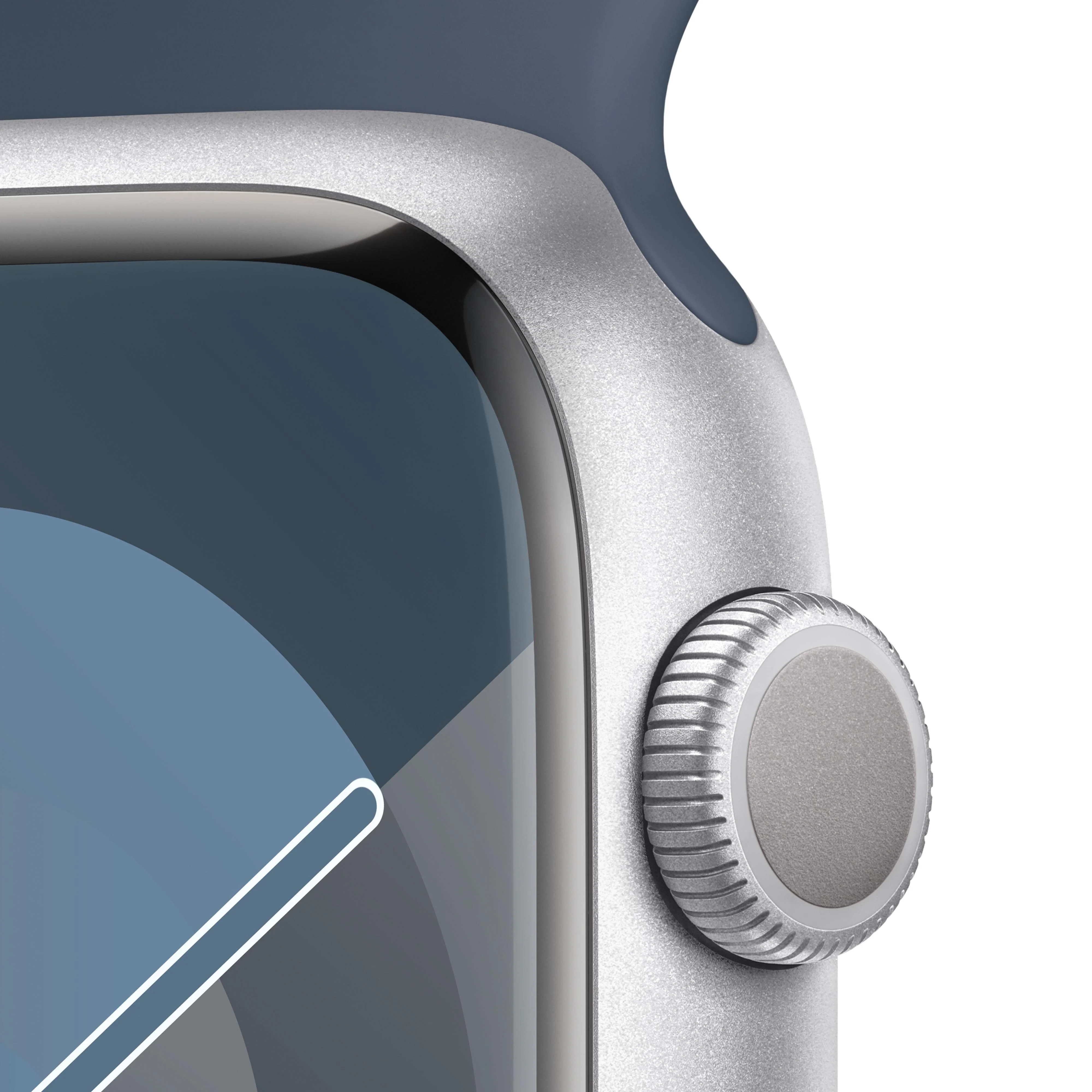 Apple Watch Series 9 GPS 45mm Silver Aluminium Case with Storm Blue Sport Band - M/L - Image 3