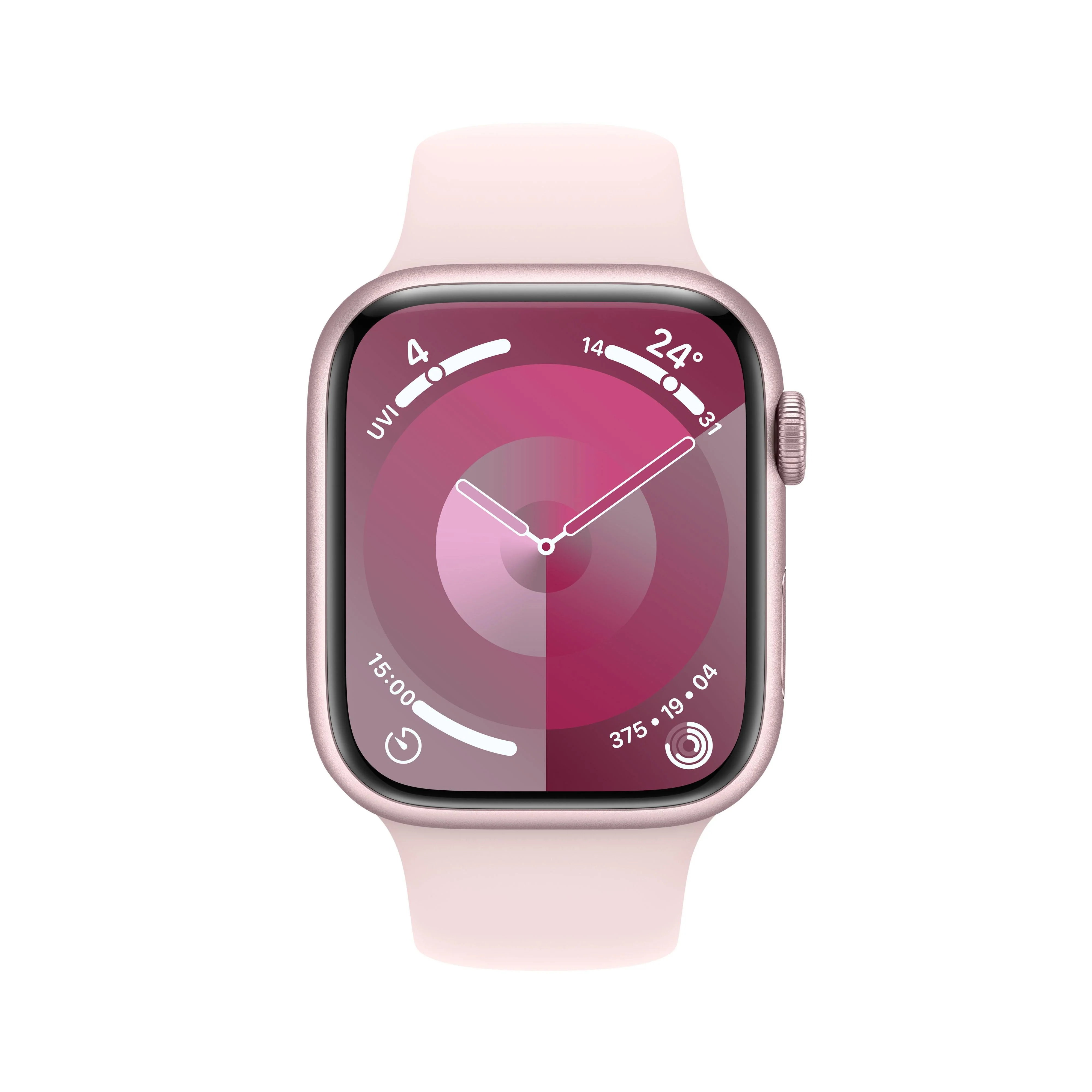 Apple Watch Series 9 GPS 45mm Pink Aluminium Case with Light Pink Sport Band - S/M - Image 2