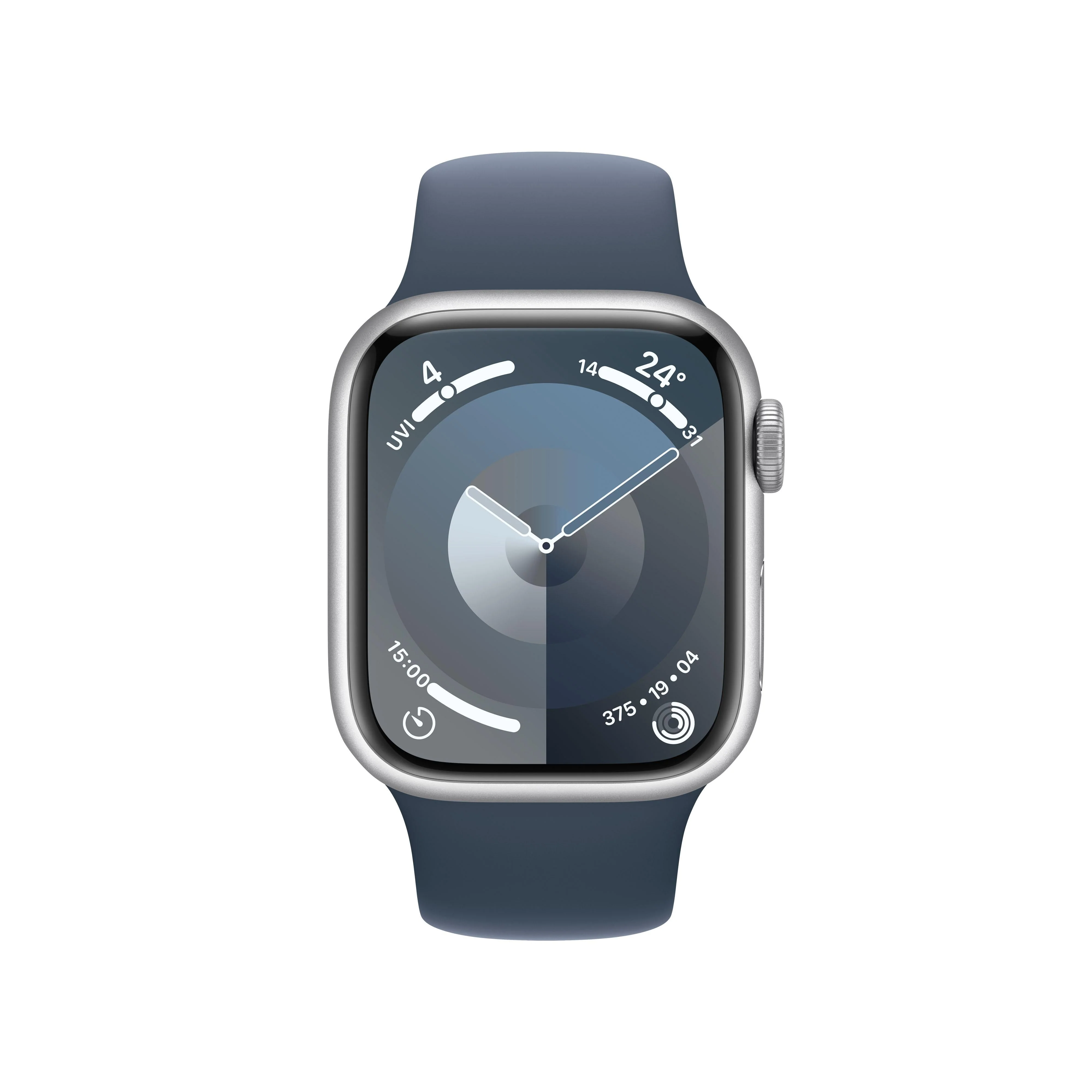 Apple Watch Series 9 GPS + Cellular 41mm Silver Aluminium Case with Storm Blue Sport Band - S/M - Image 2
