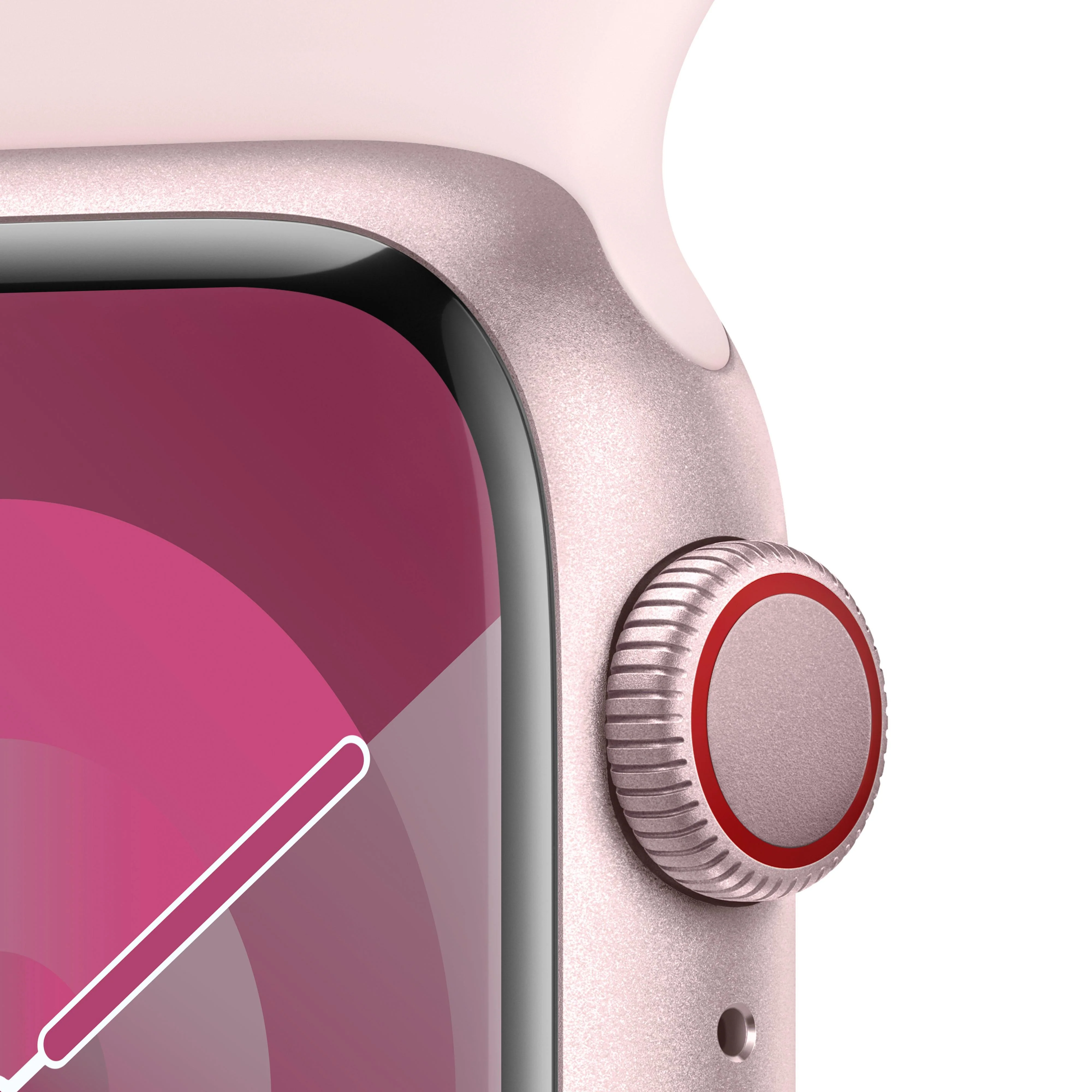 Apple Watch Series 9 GPS + Cellular 41mm Pink Aluminium Case with Light Pink Sport Band - S/M - Image 3