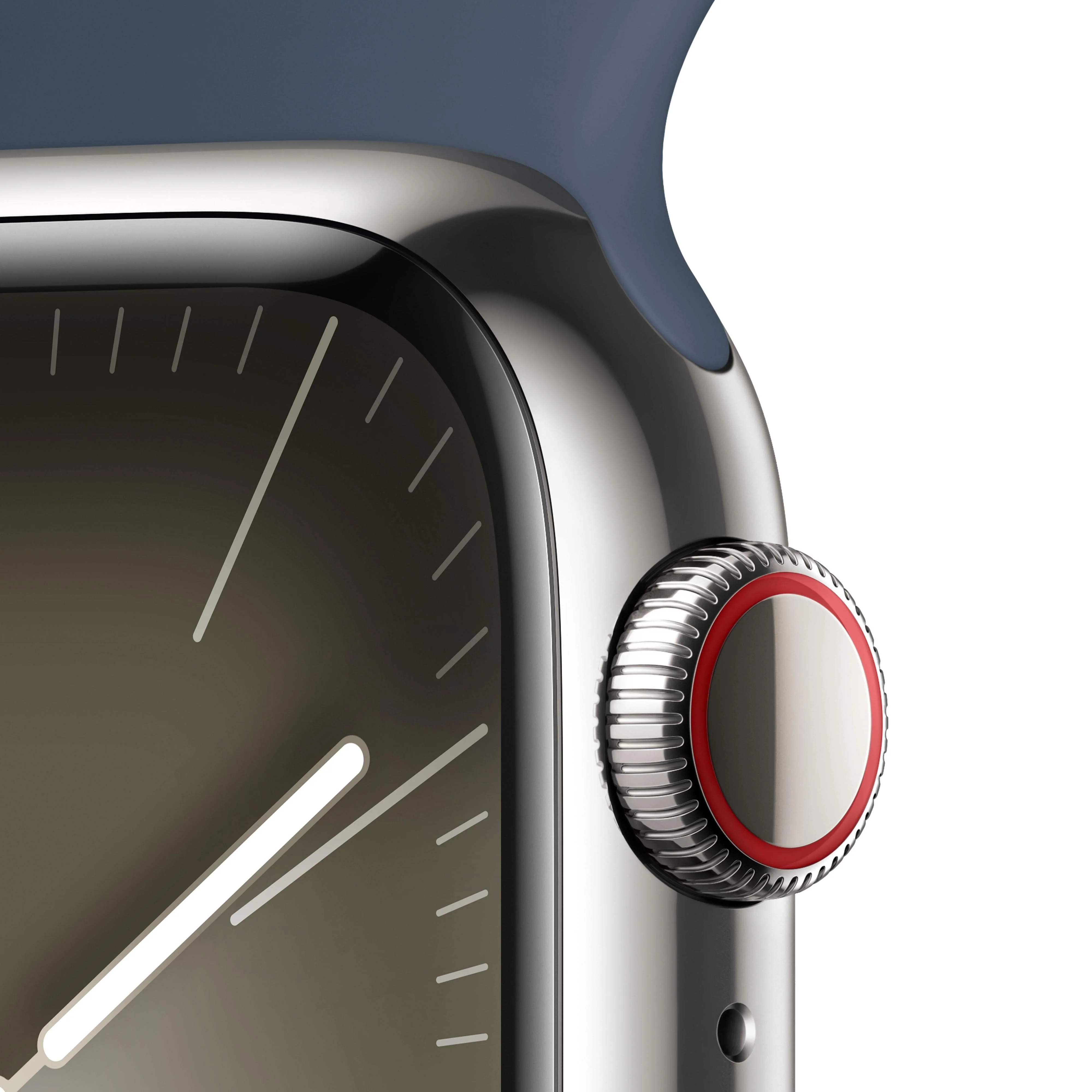 Apple Watch Series 9 GPS + Cellular 41mm Silver Stainless Steel Case with Storm Blue Sport Band - M/L - Image 3