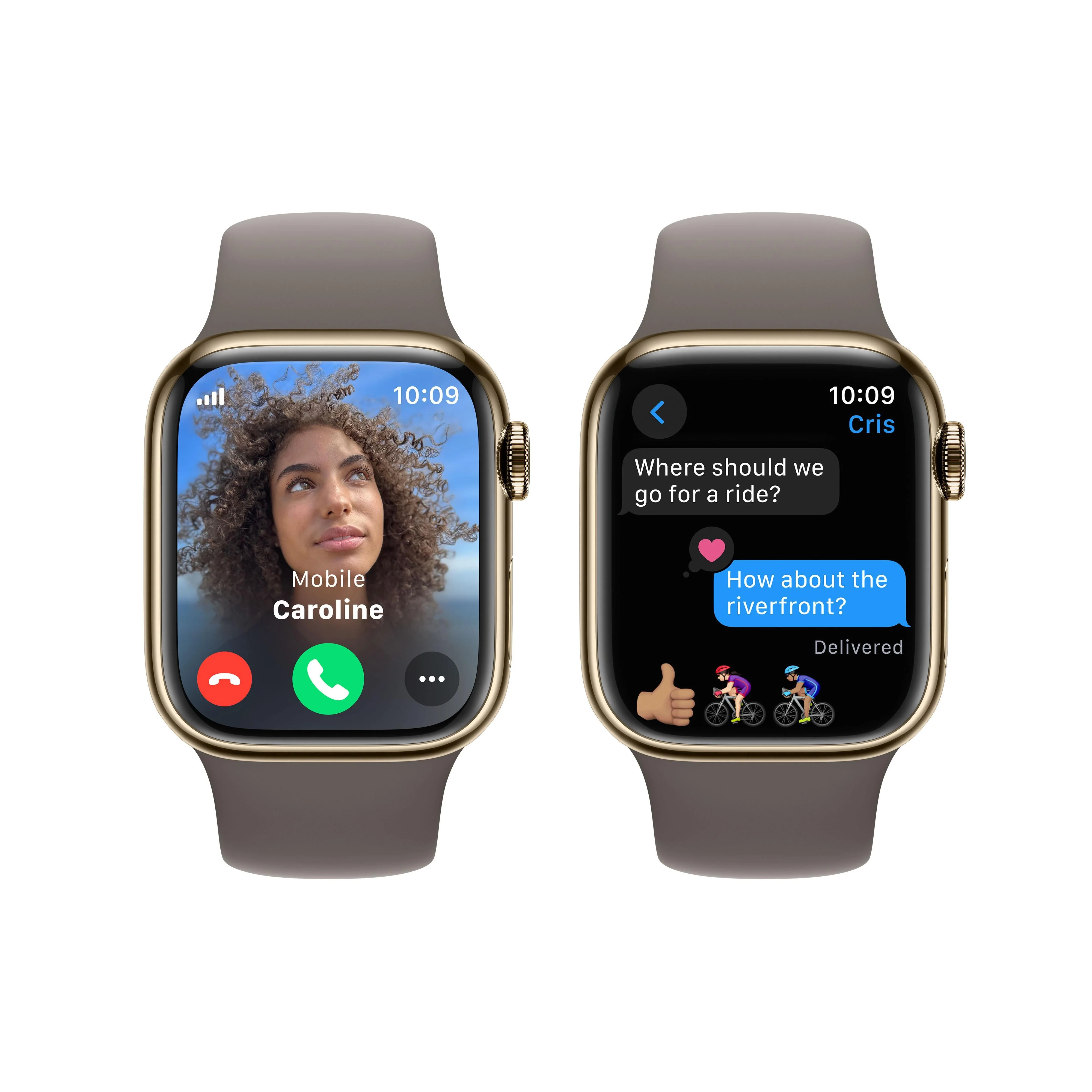 Apple Watch Series 9 GPS + Cellular 41mm Gold Stainless Steel Case with Clay Sport Band - S/M - Image 6