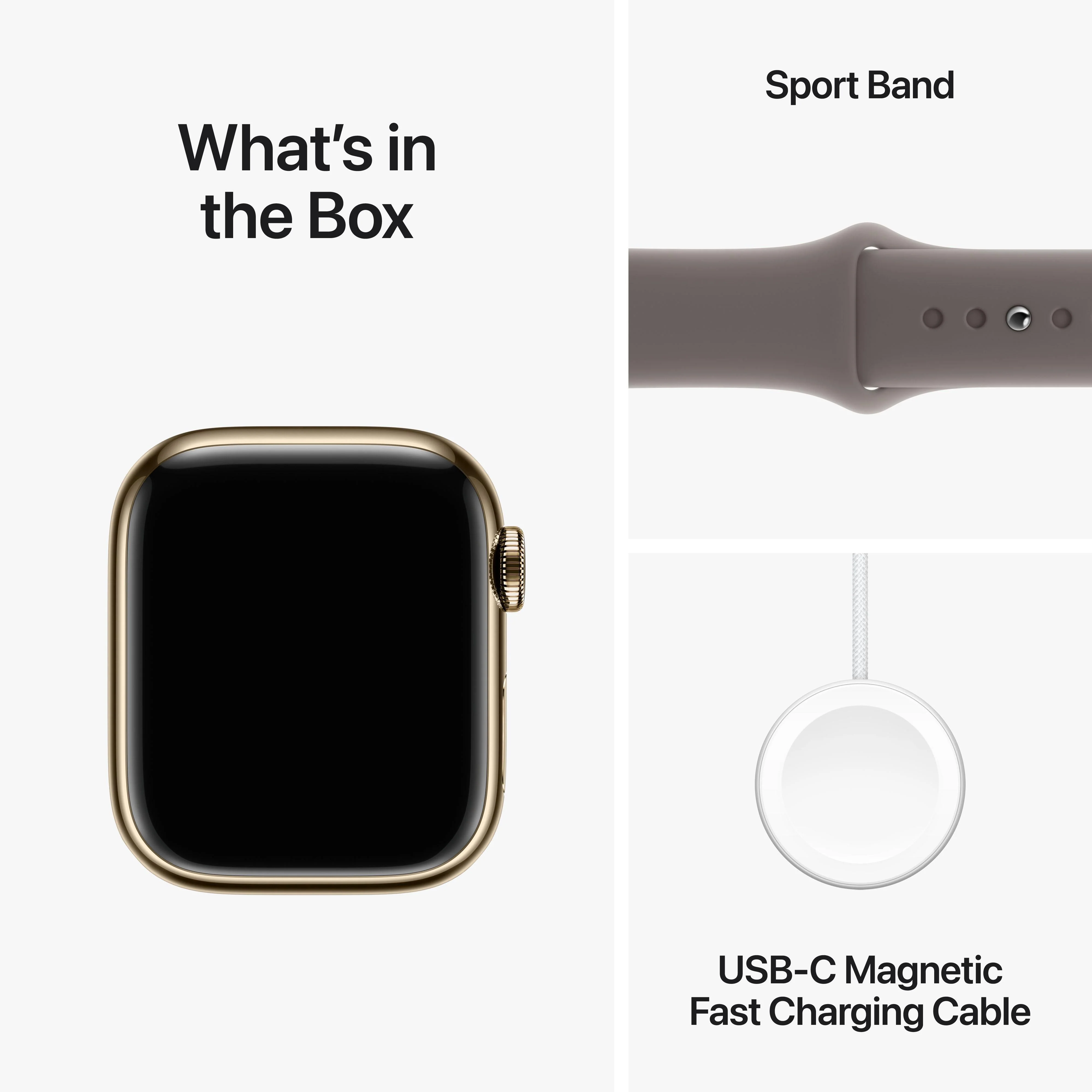 Apple Watch Series 9 GPS + Cellular 41mm Gold Stainless Steel Case with Clay Sport Band - M/L - Image 10