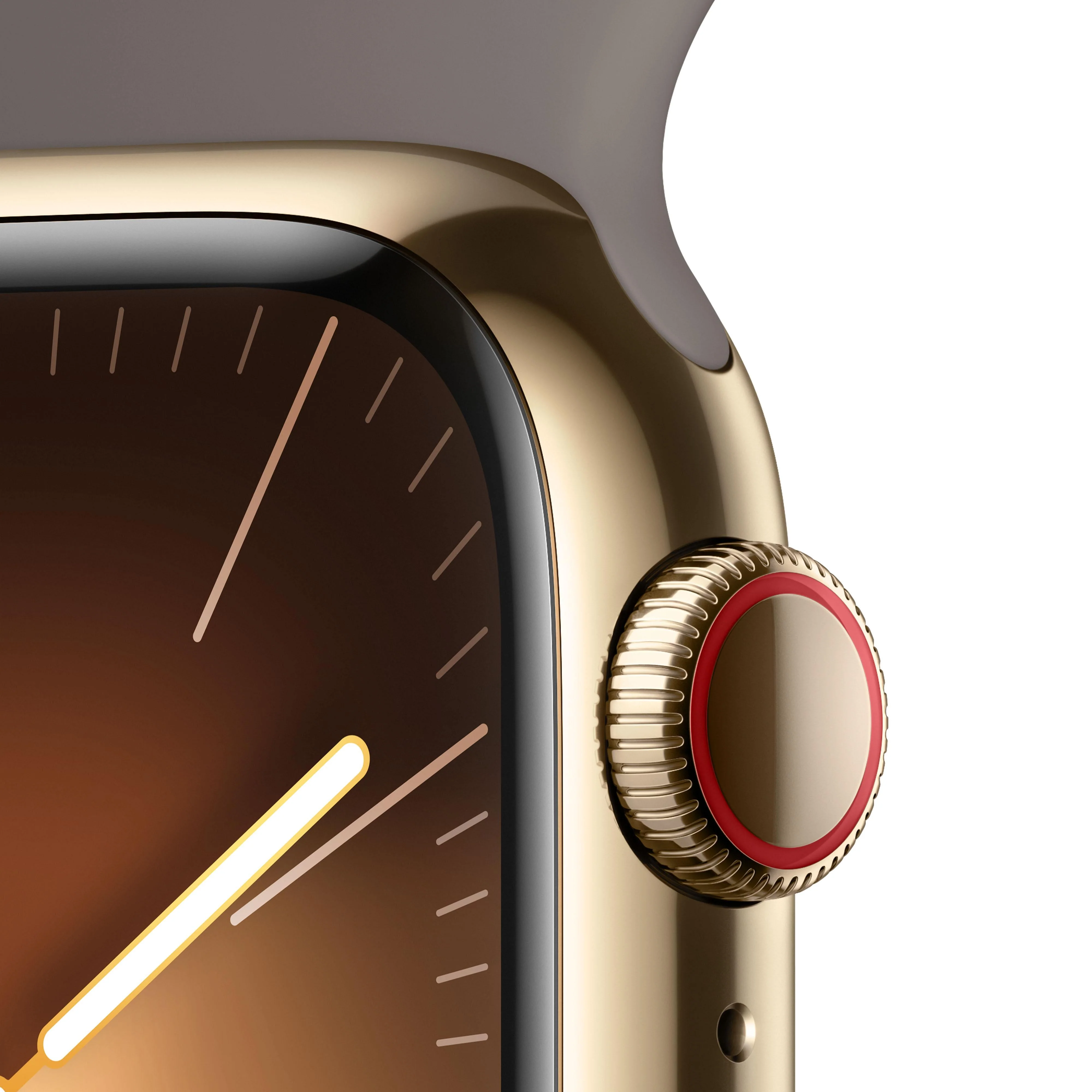Apple Watch Series 9 GPS + Cellular 41mm Gold Stainless Steel Case with Clay Sport Band - M/L - Image 3