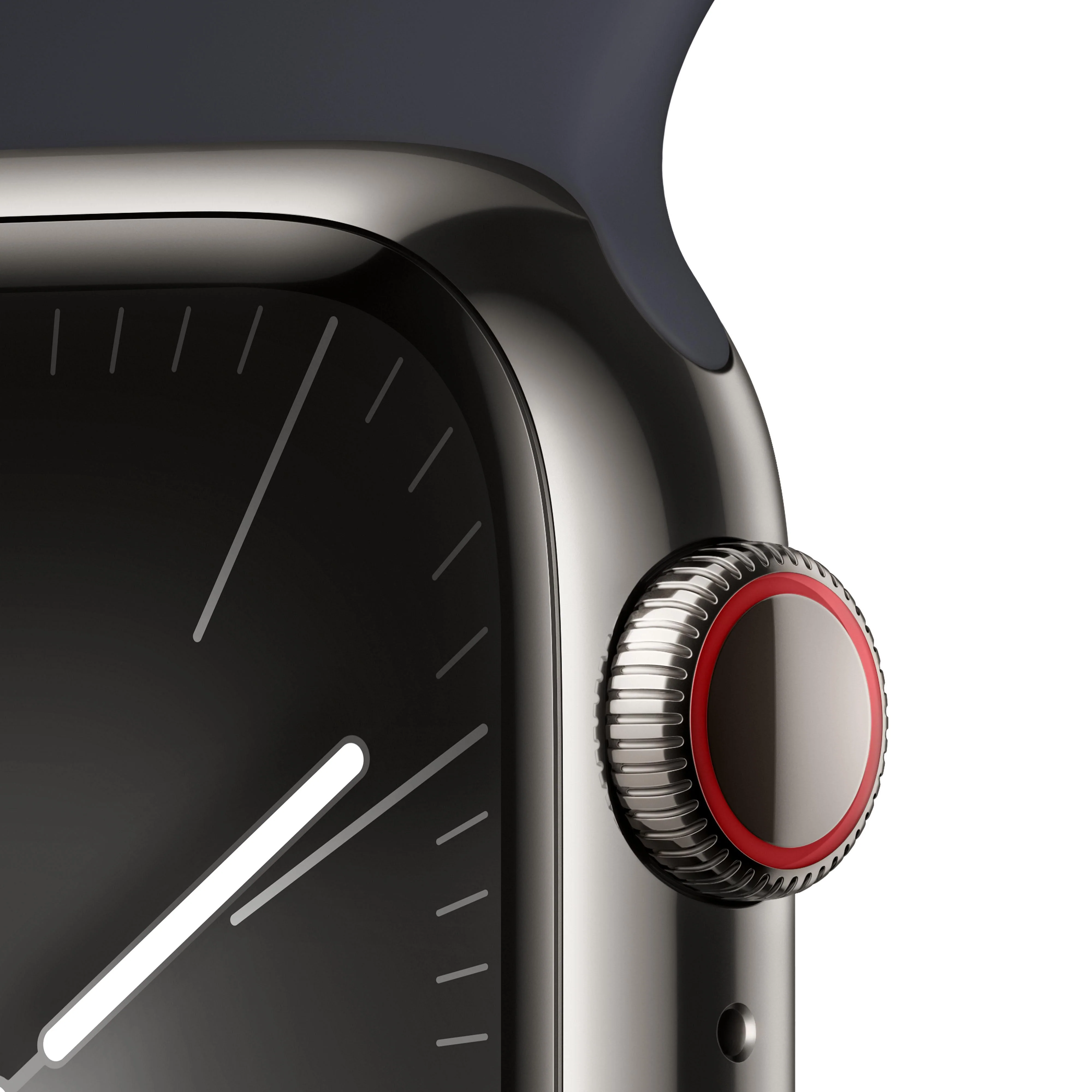 Apple Watch Series 9 GPS + Cellular 41mm Graphite Stainless Steel Case with Midnight Sport Band - M/L - Image 3