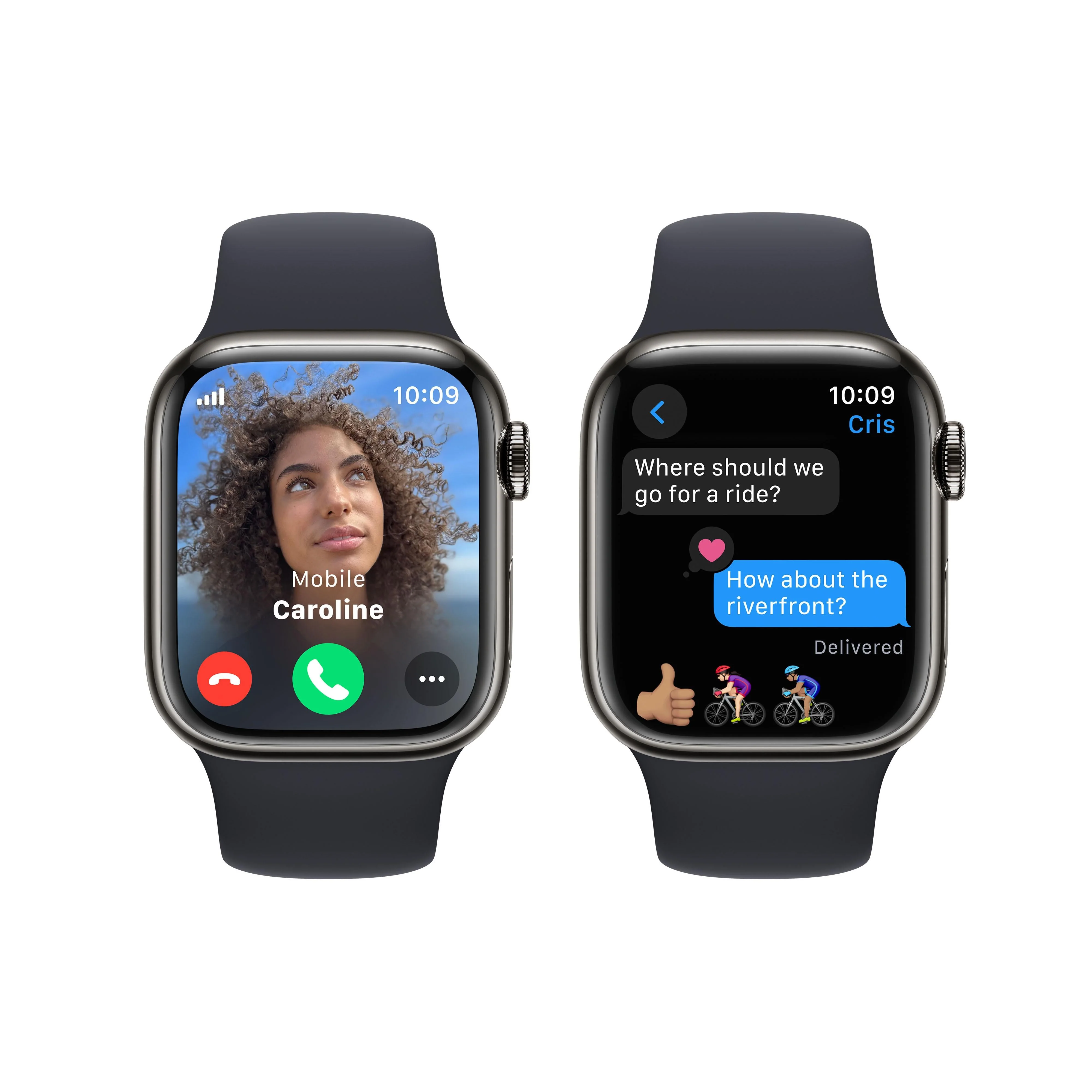 Apple Watch Series 9 GPS + Cellular 41mm Graphite Stainless Steel Case with Midnight Sport Band - M/L - Image 6