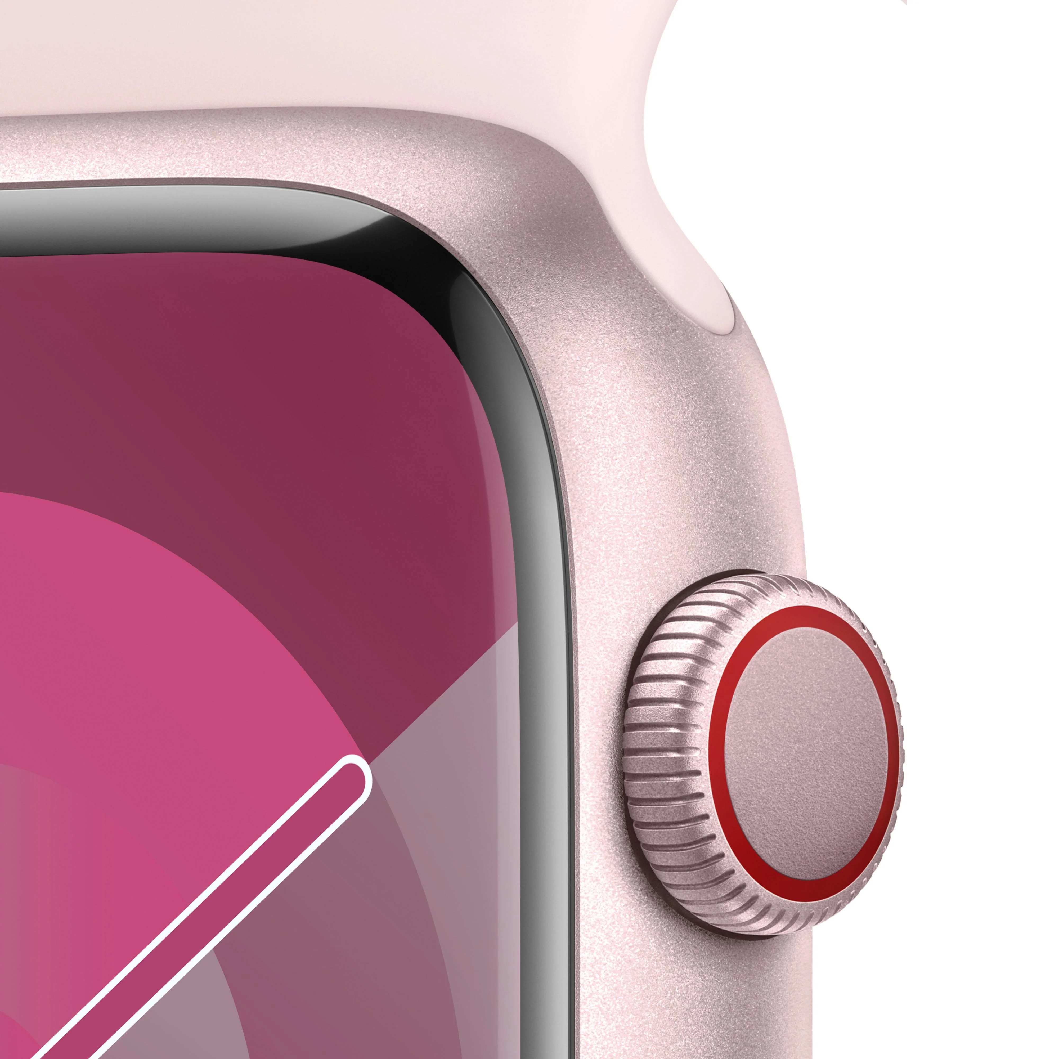 Apple Watch Series 9 GPS + Cellular 45mm Pink Aluminium Case with Light Pink Sport Band - S/M - Image 3