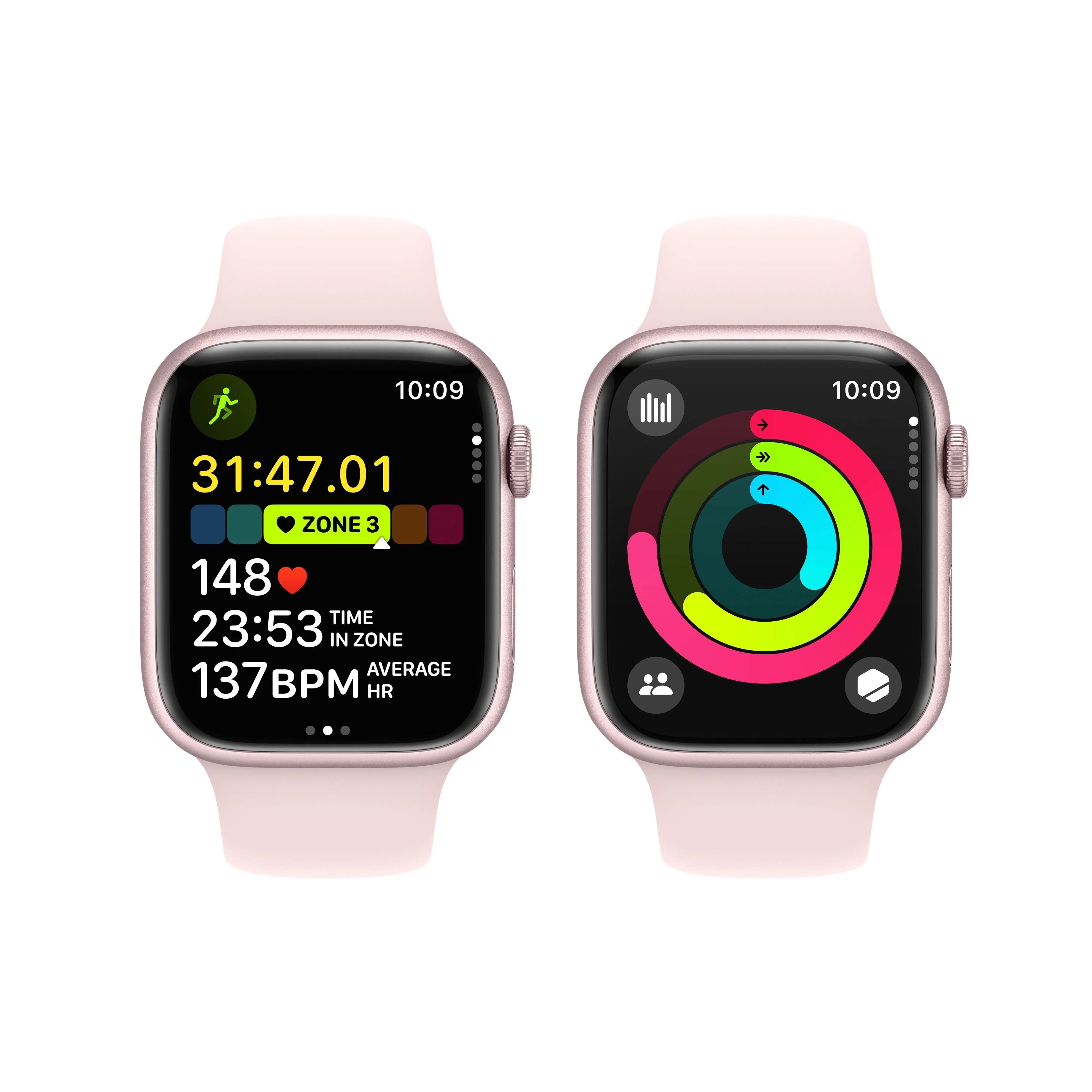 Apple Watch Series 9 GPS + Cellular 45mm Pink Aluminium Case with Light Pink Sport Band - S/M - Image 8