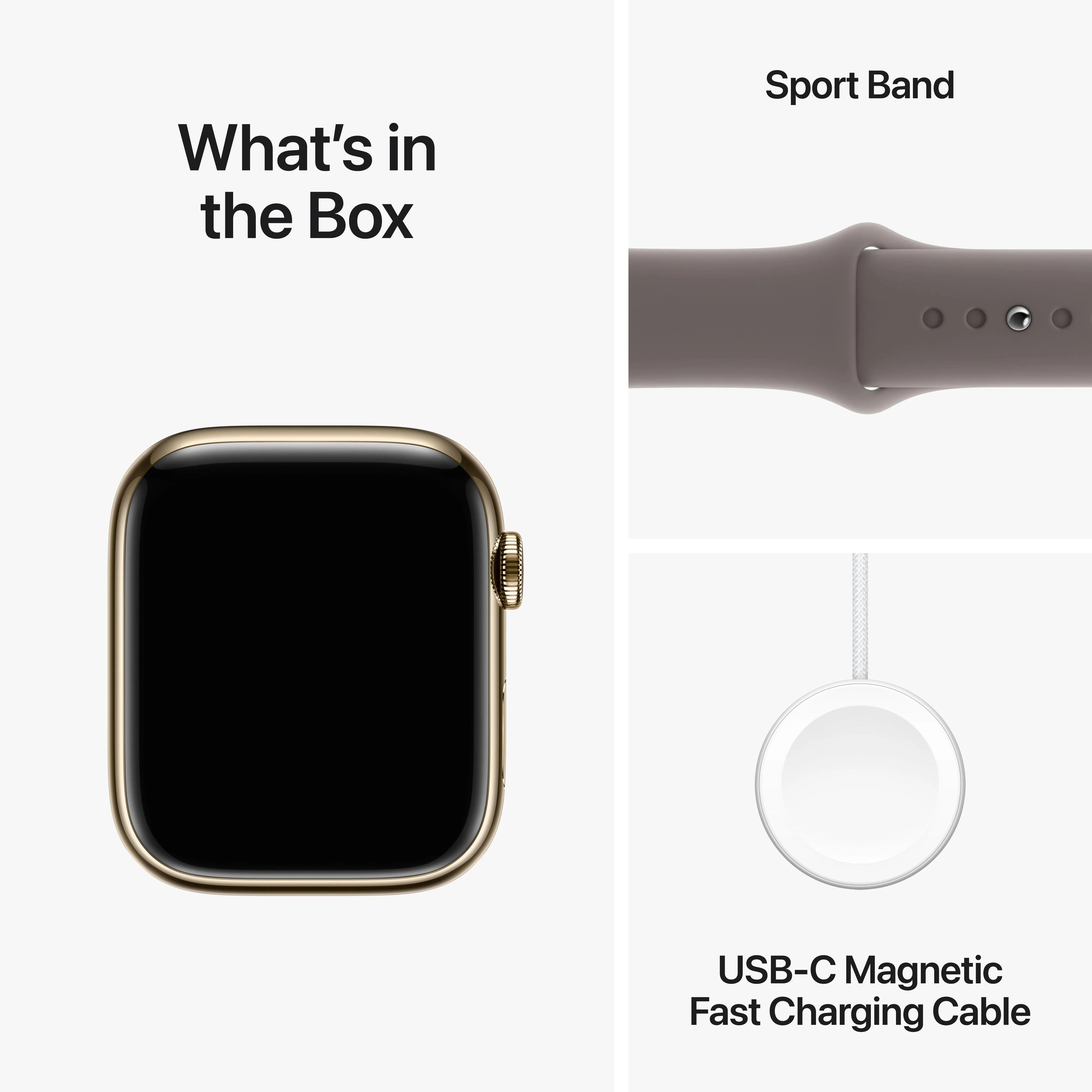 Apple Watch Series 9 GPS + Cellular 45mm Gold Stainless Steel Case with Clay Sport Band - M/L - Image 10