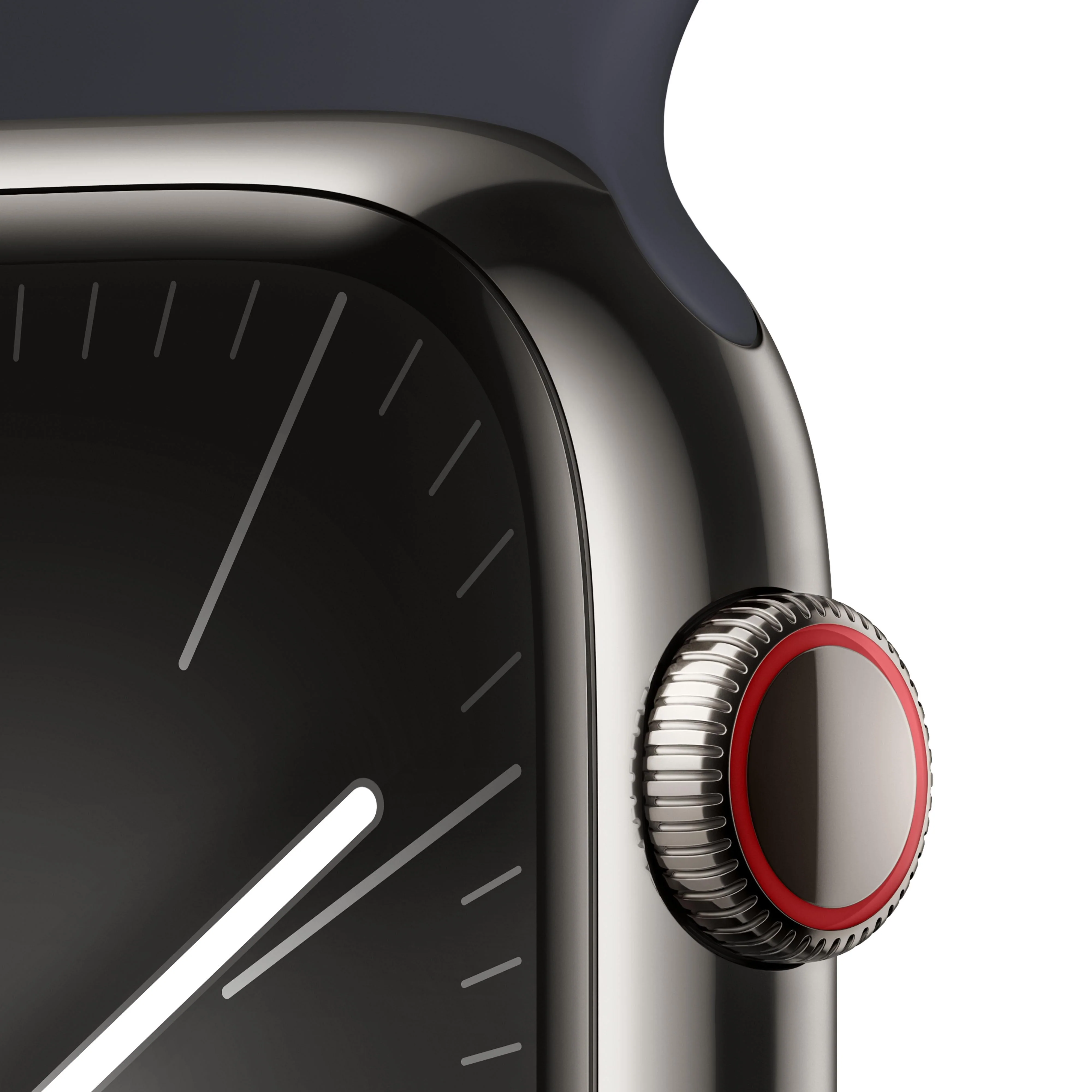 Apple Watch Series 9 GPS + Cellular 45mm Graphite Stainless Steel Case with Midnight Sport Band - M/L - Image 3
