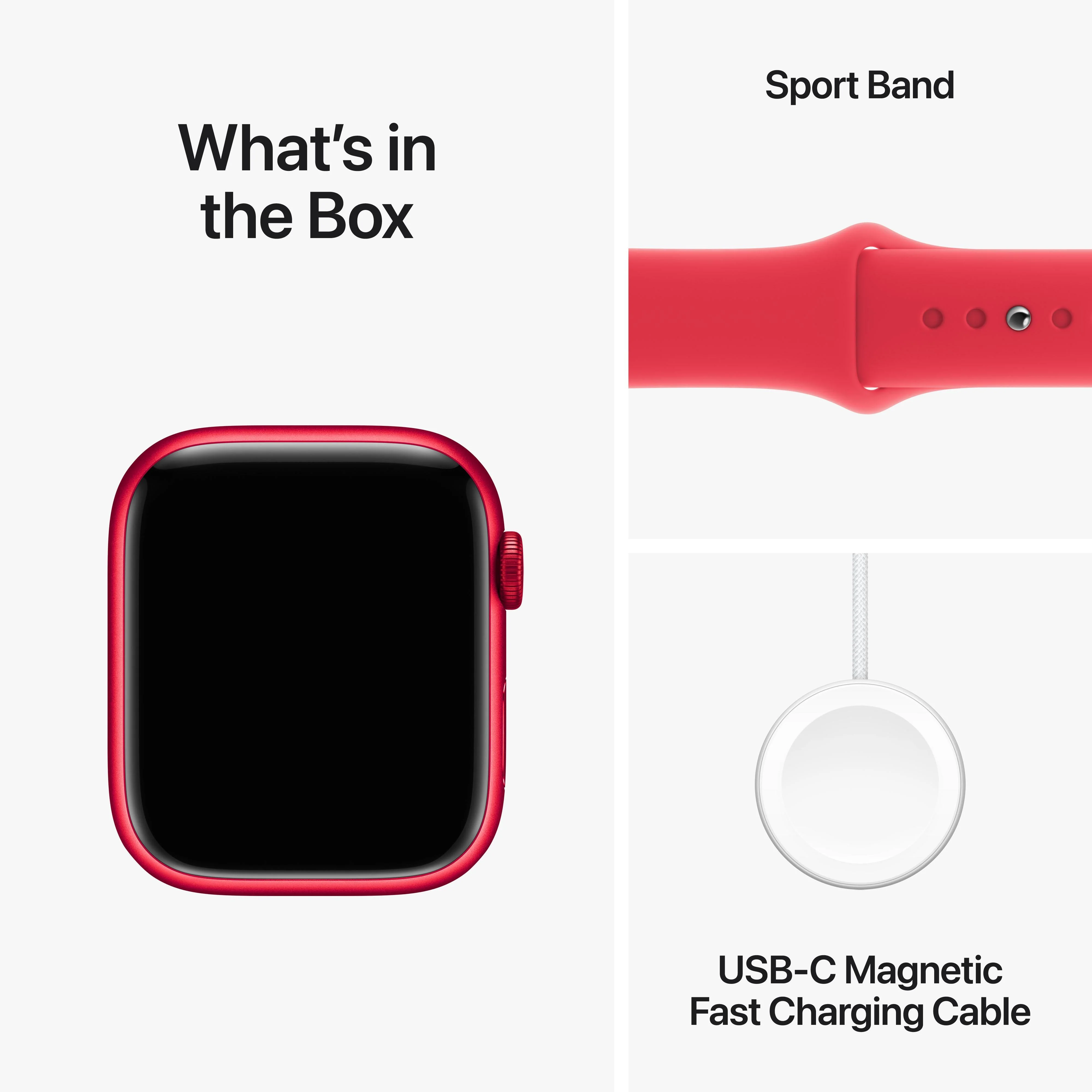 Apple Watch Series 9 GPS 45mm (PRODUCT)RED Aluminium Case with (PRODUCT)RED Sport Band - S/M - Image 10