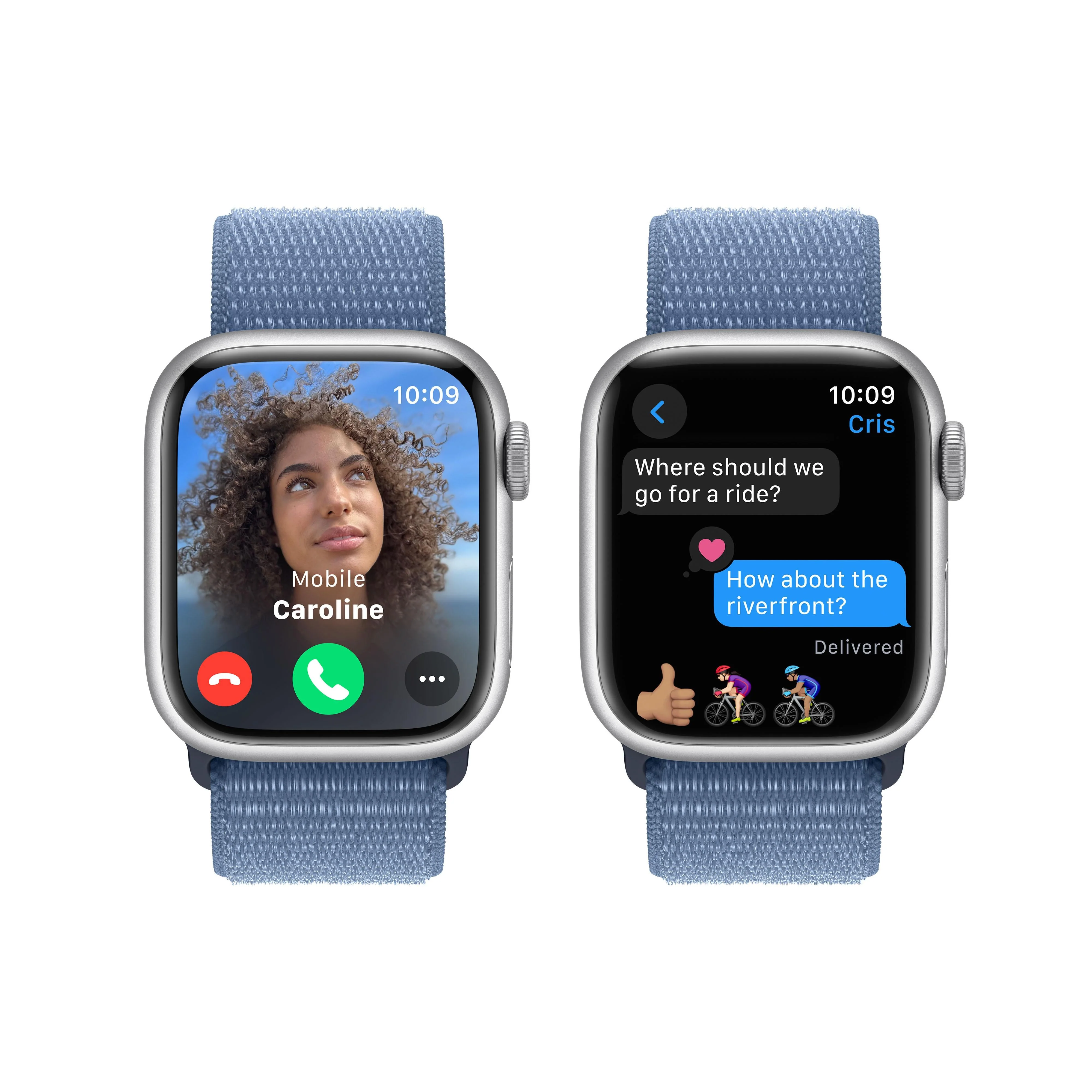 Apple Watch Series 9 GPS 41mm Silver Aluminium Case with Winter Blue Sport Loop - Image 6