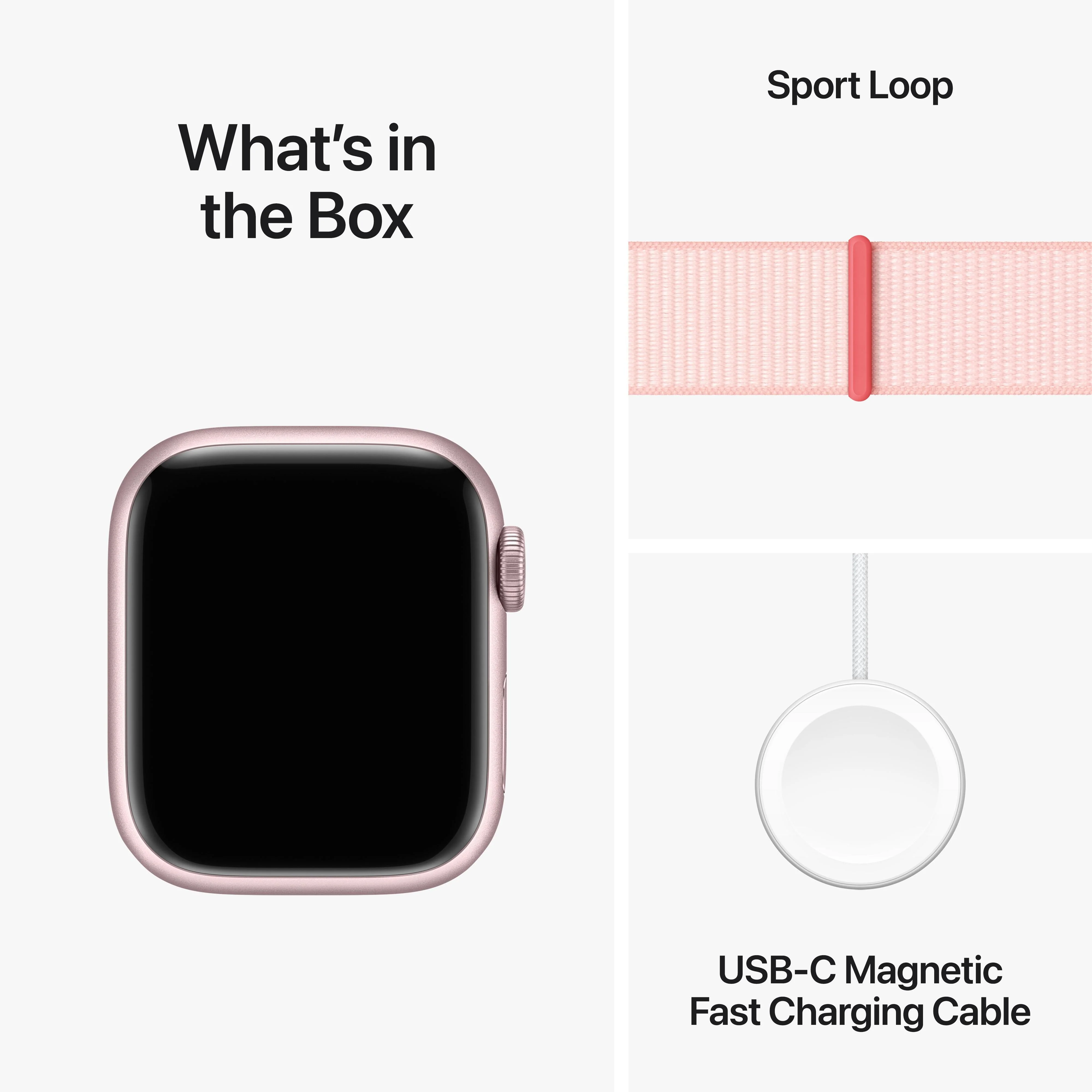 Apple Watch Series 9 GPS 41mm Pink Aluminium Case with Light Pink Sport Loop - Image 10