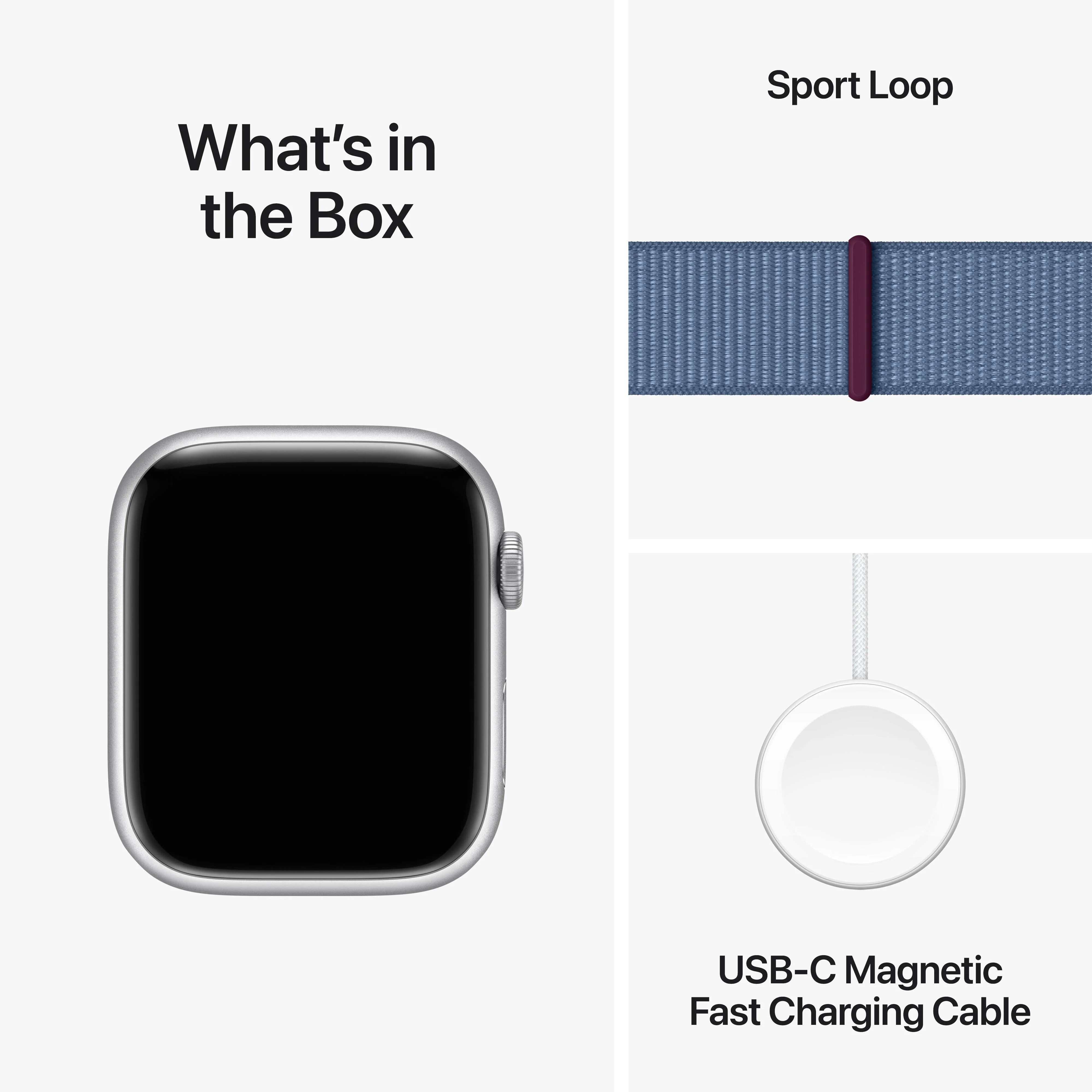 Apple Watch Series 9 GPS 45mm Silver Aluminium Case with Winter Blue Sport Loop - Image 10
