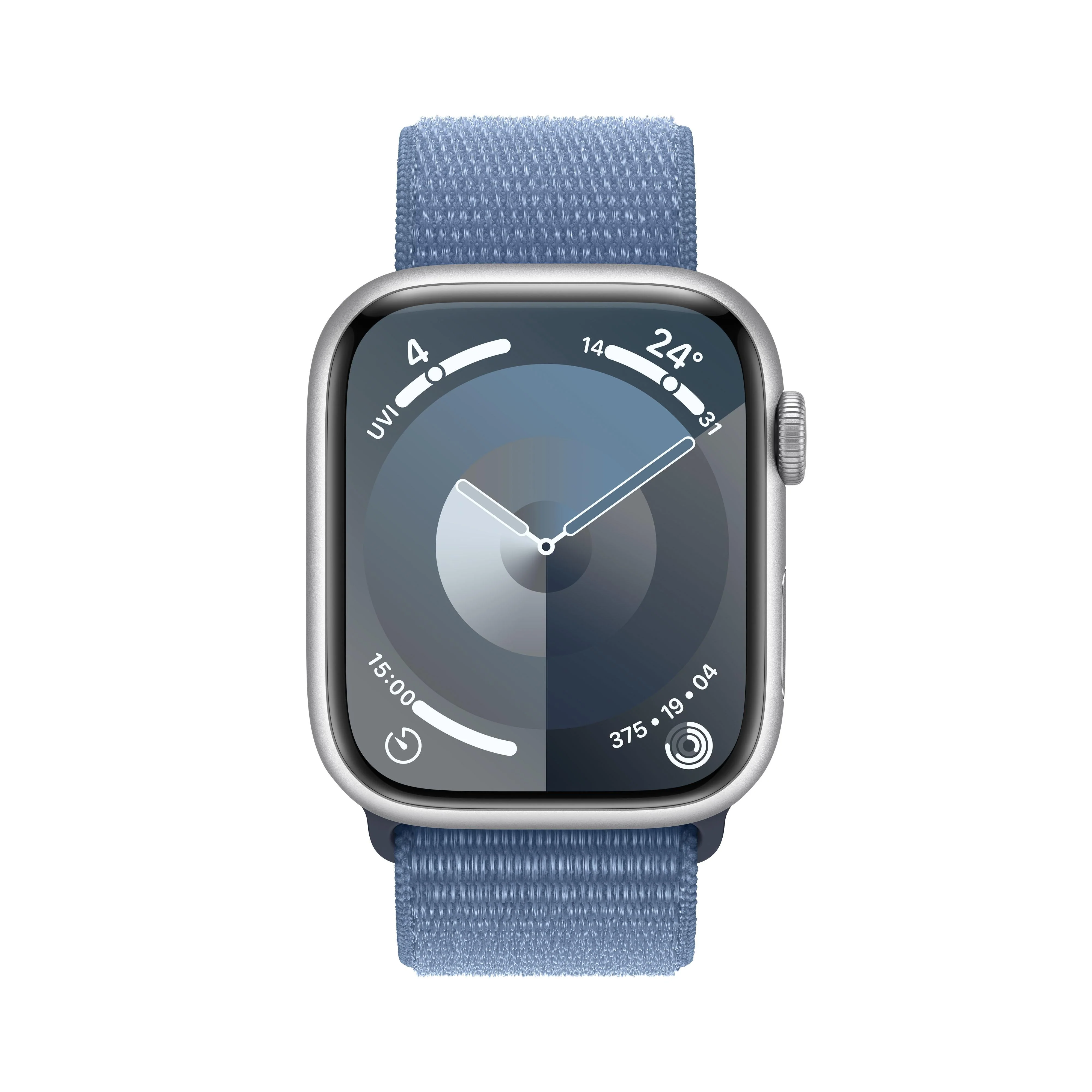 Apple Watch Series 9 GPS 45mm Silver Aluminium Case with Winter Blue Sport Loop - Image 2