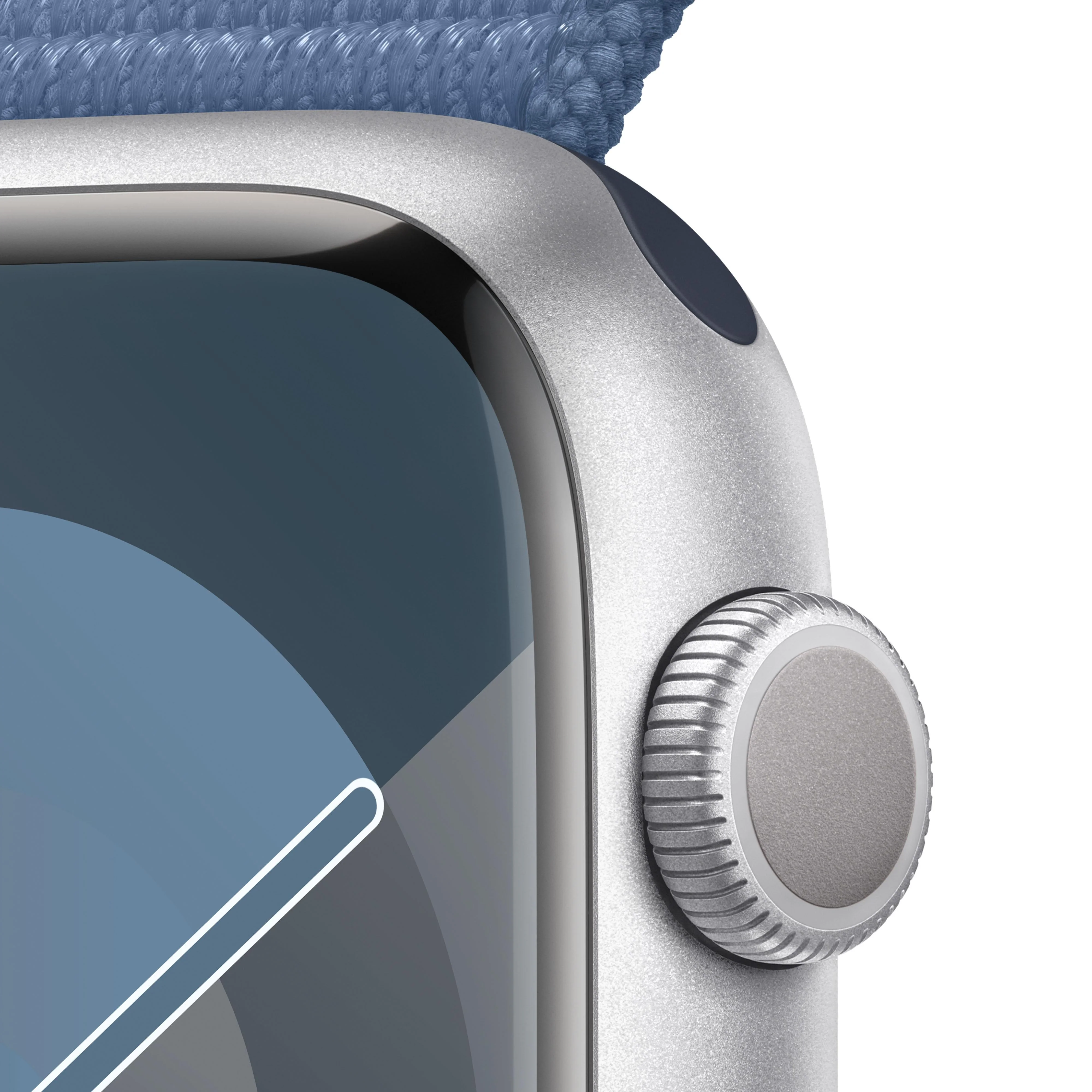 Apple Watch Series 9 GPS 45mm Silver Aluminium Case with Winter Blue Sport Loop - Image 3