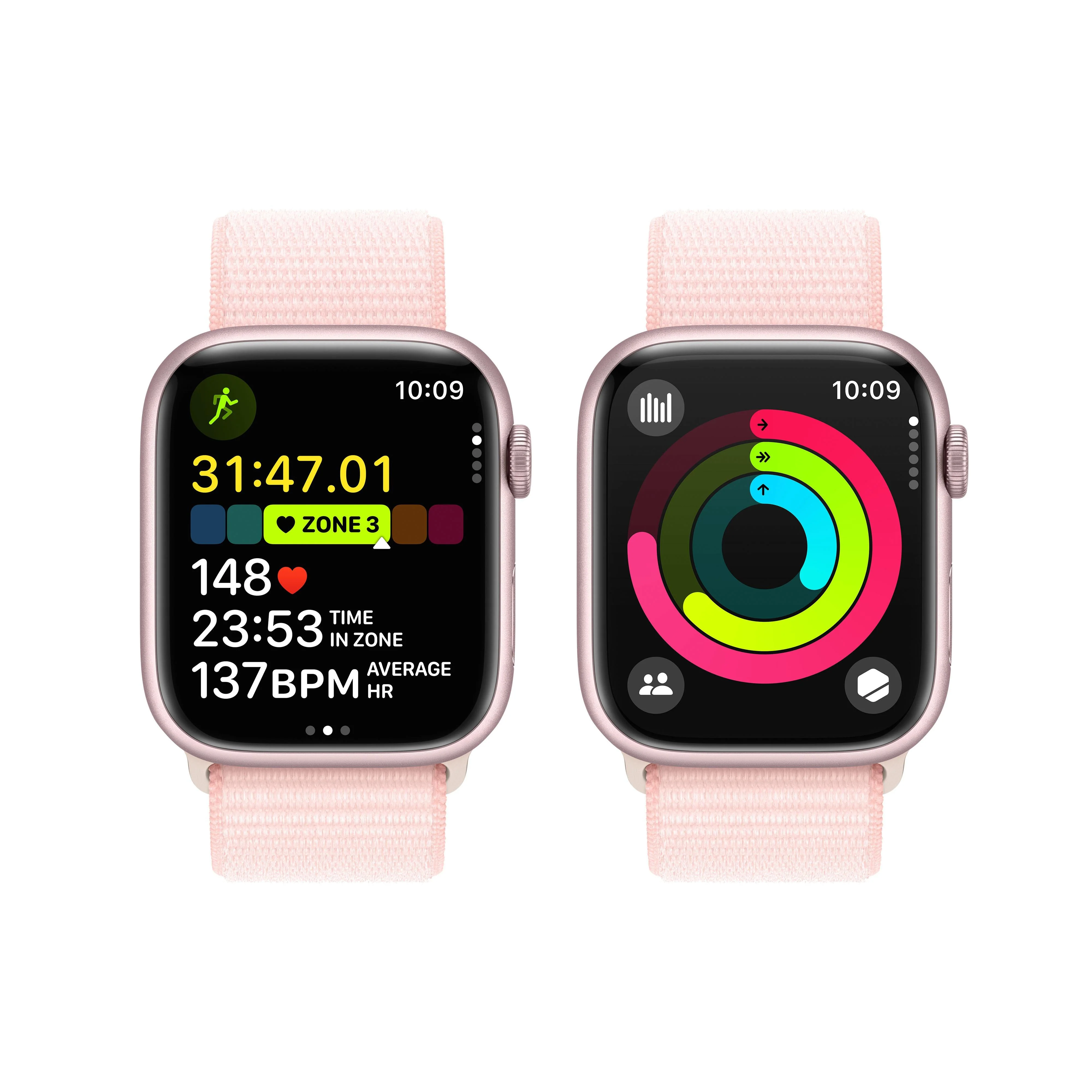 Apple Watch Series 9 GPS 45mm Pink Aluminium Case with Light Pink Sport Loop - Image 8