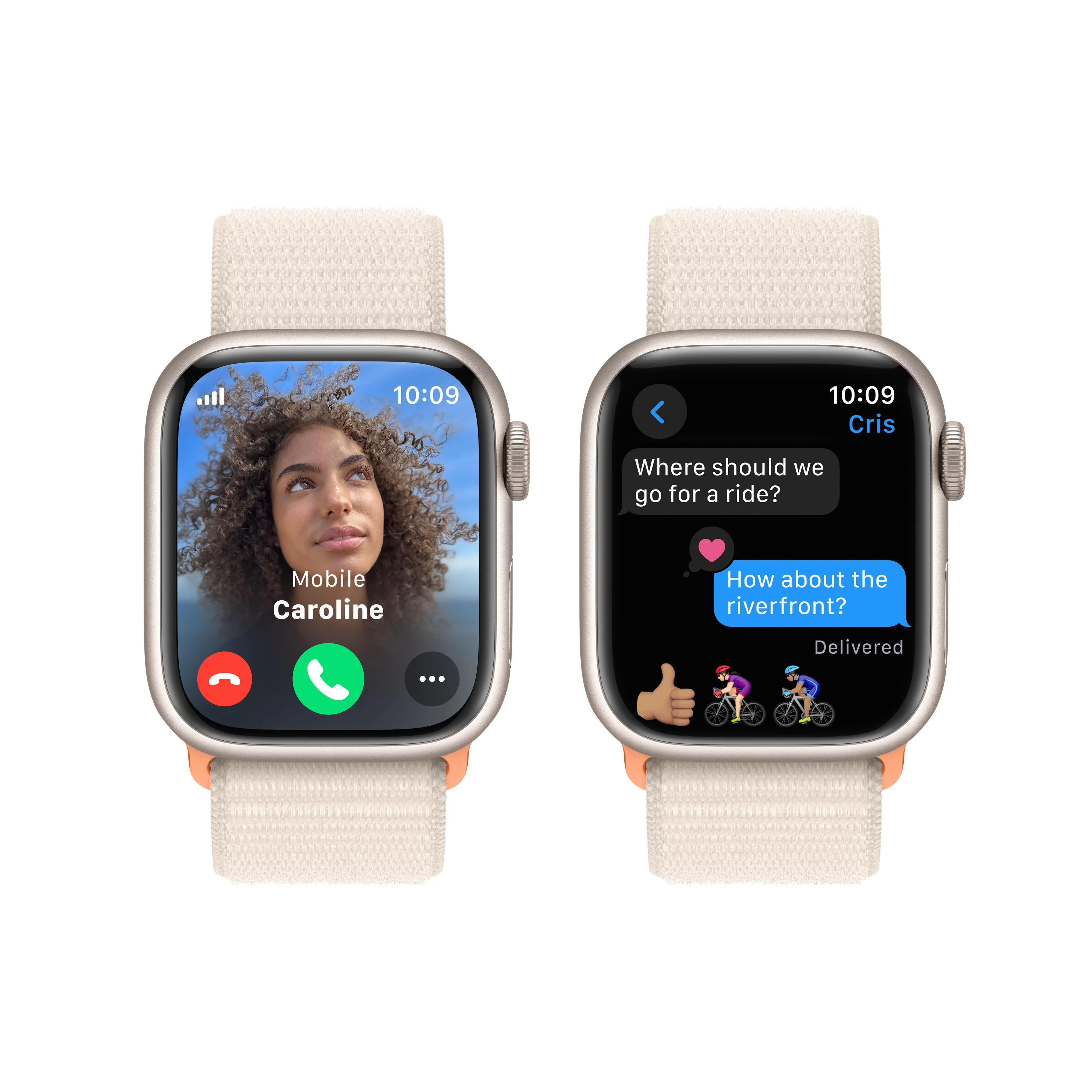 Apple Watch Series 9 GPS + Cellular 41mm Starlight Aluminium Case with Starlight Sport Loop - Image 6