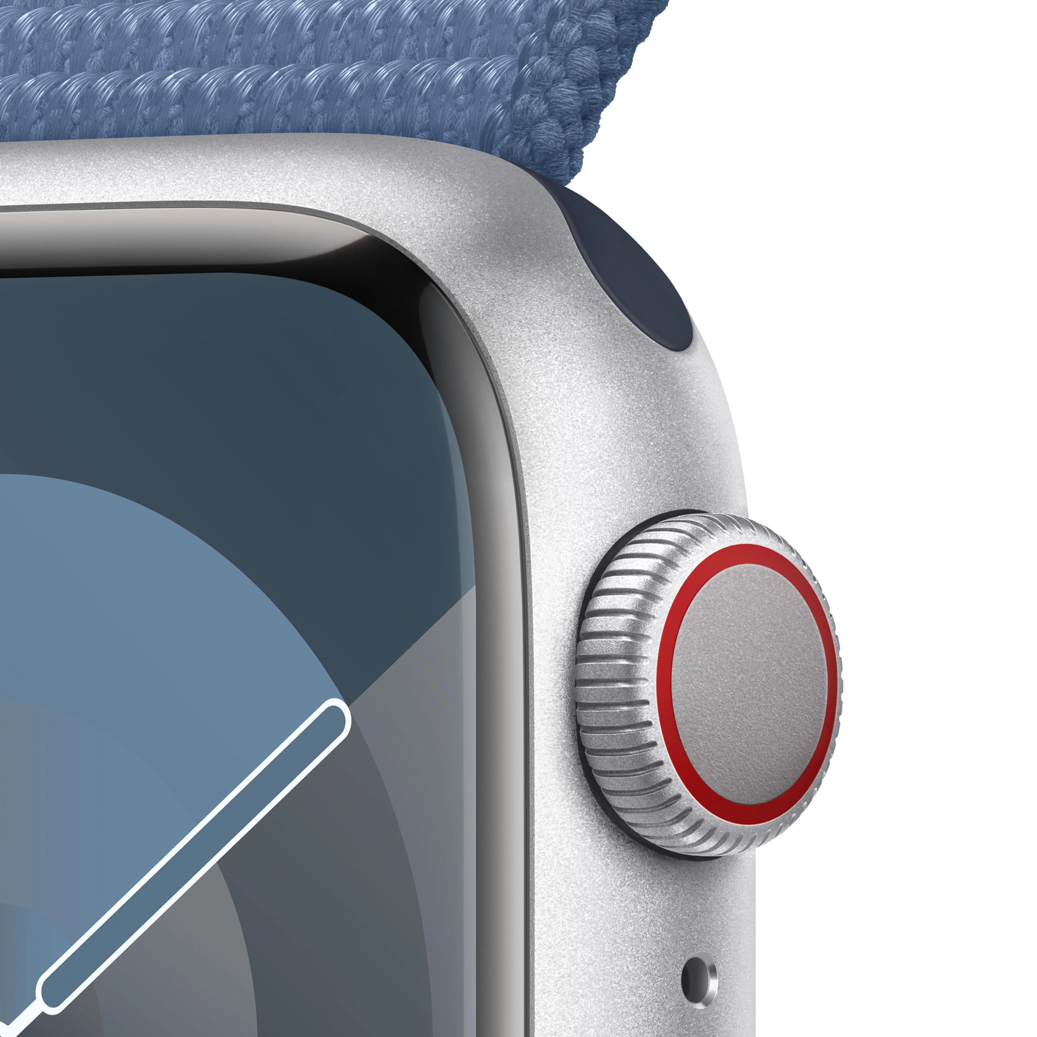 Apple Watch Series 9 GPS + Cellular 41mm Silver Aluminium Case with Winter Blue Sport Loop - Image 3