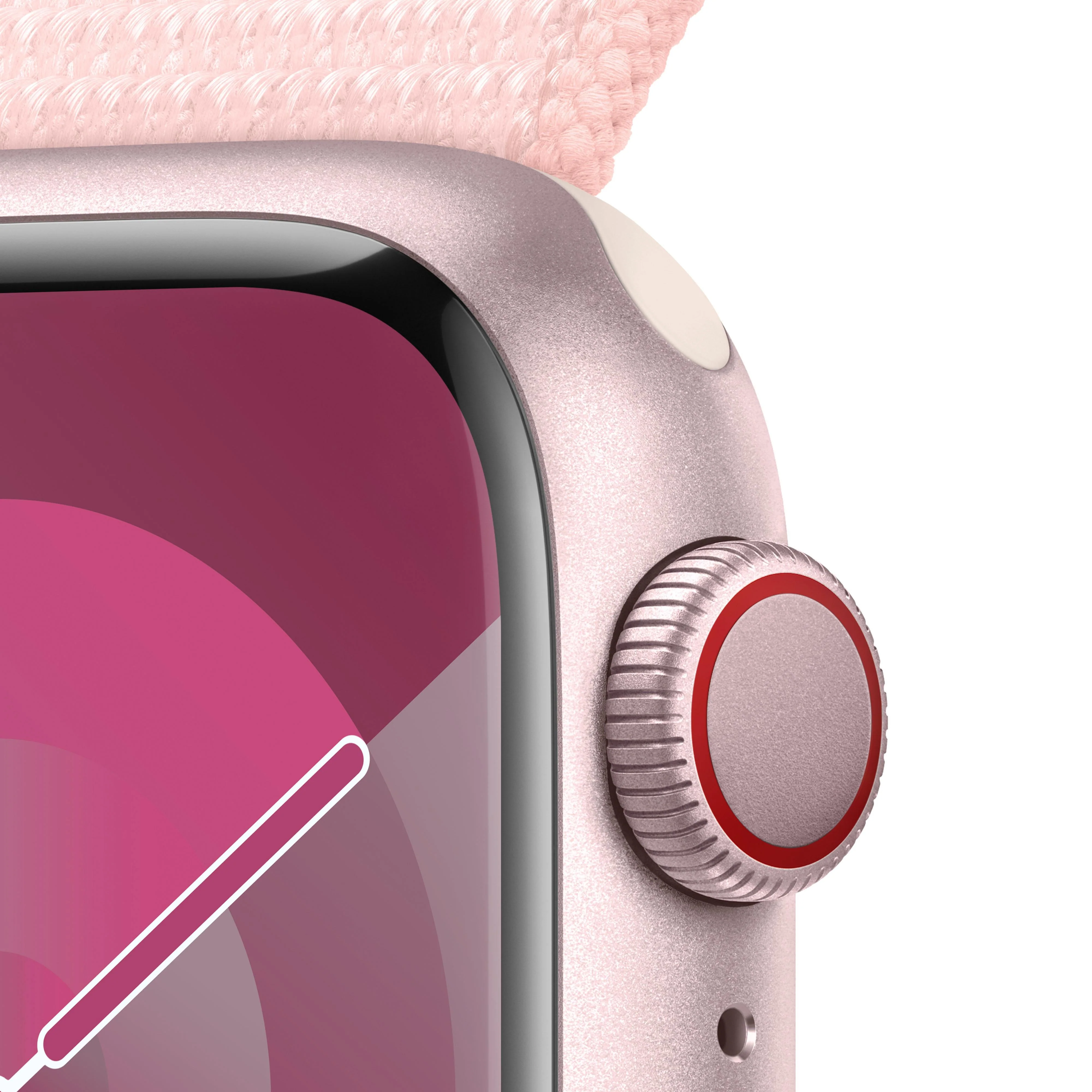 Apple Watch Series 9 GPS + Cellular 41mm Pink Aluminium Case with Light Pink Sport Loop - Image 3