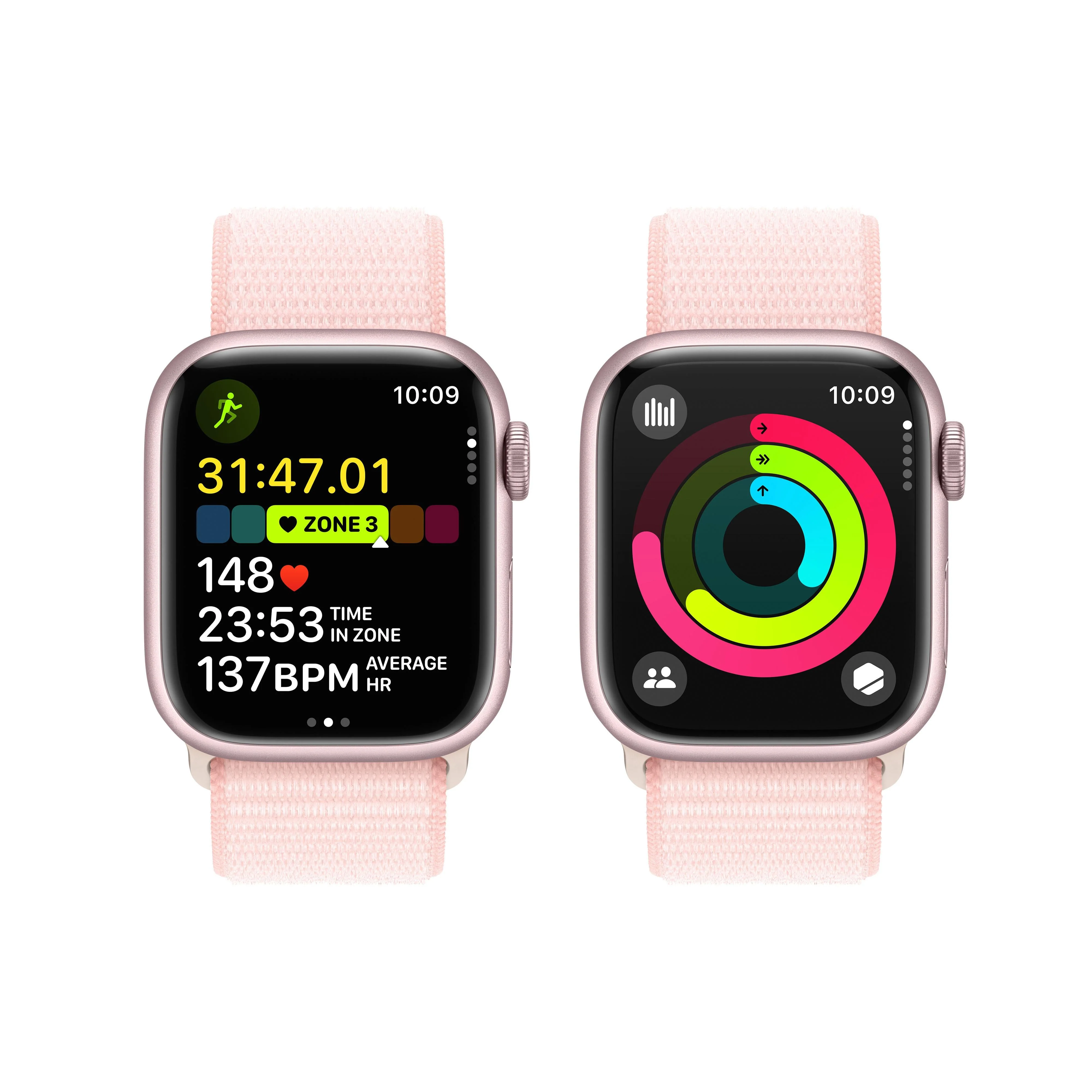 Apple Watch Series 9 GPS + Cellular 41mm Pink Aluminium Case with Light Pink Sport Loop - Image 8