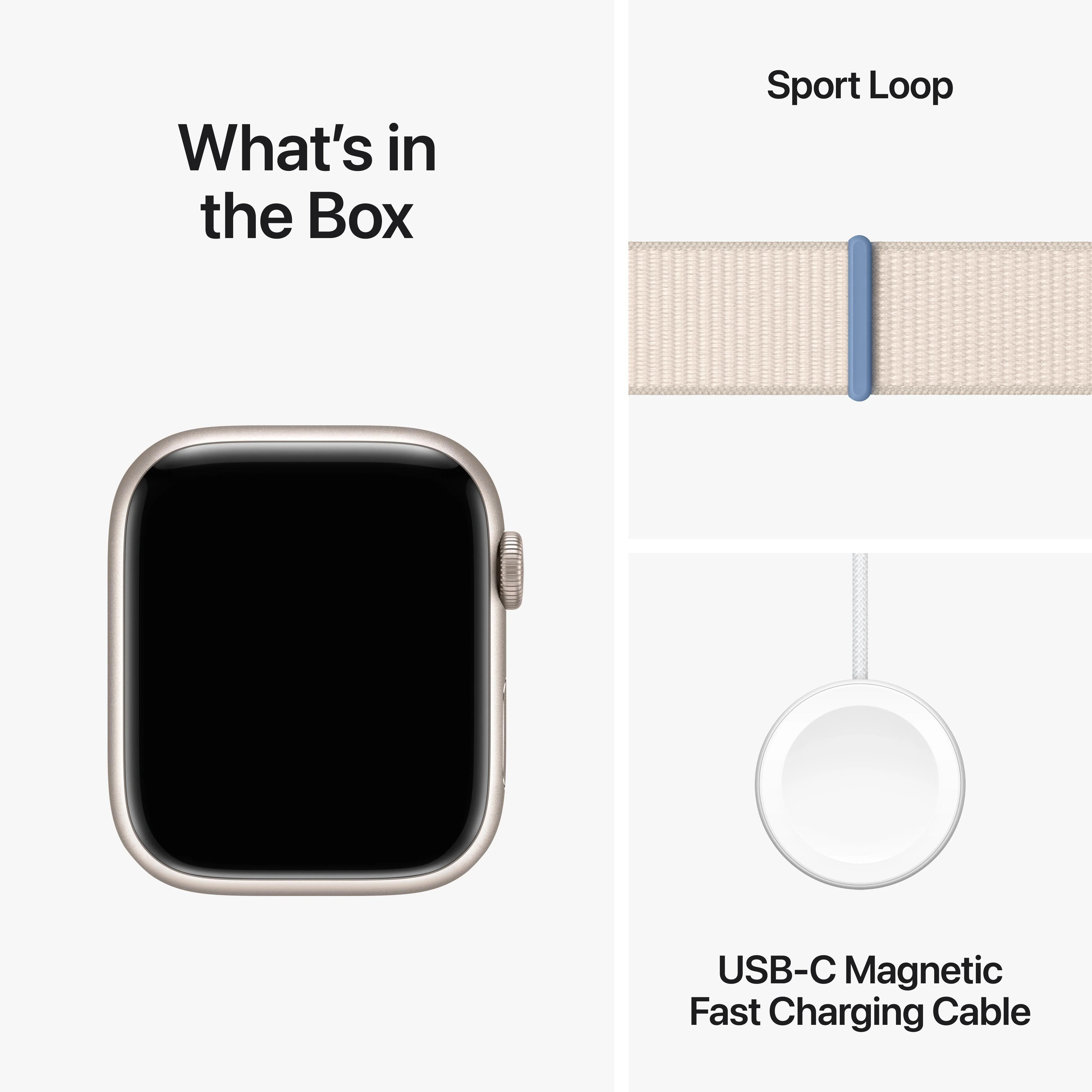 Apple Watch Series 9 GPS + Cellular 45mm Starlight Aluminium Case with Starlight Sport Loop - Image 10