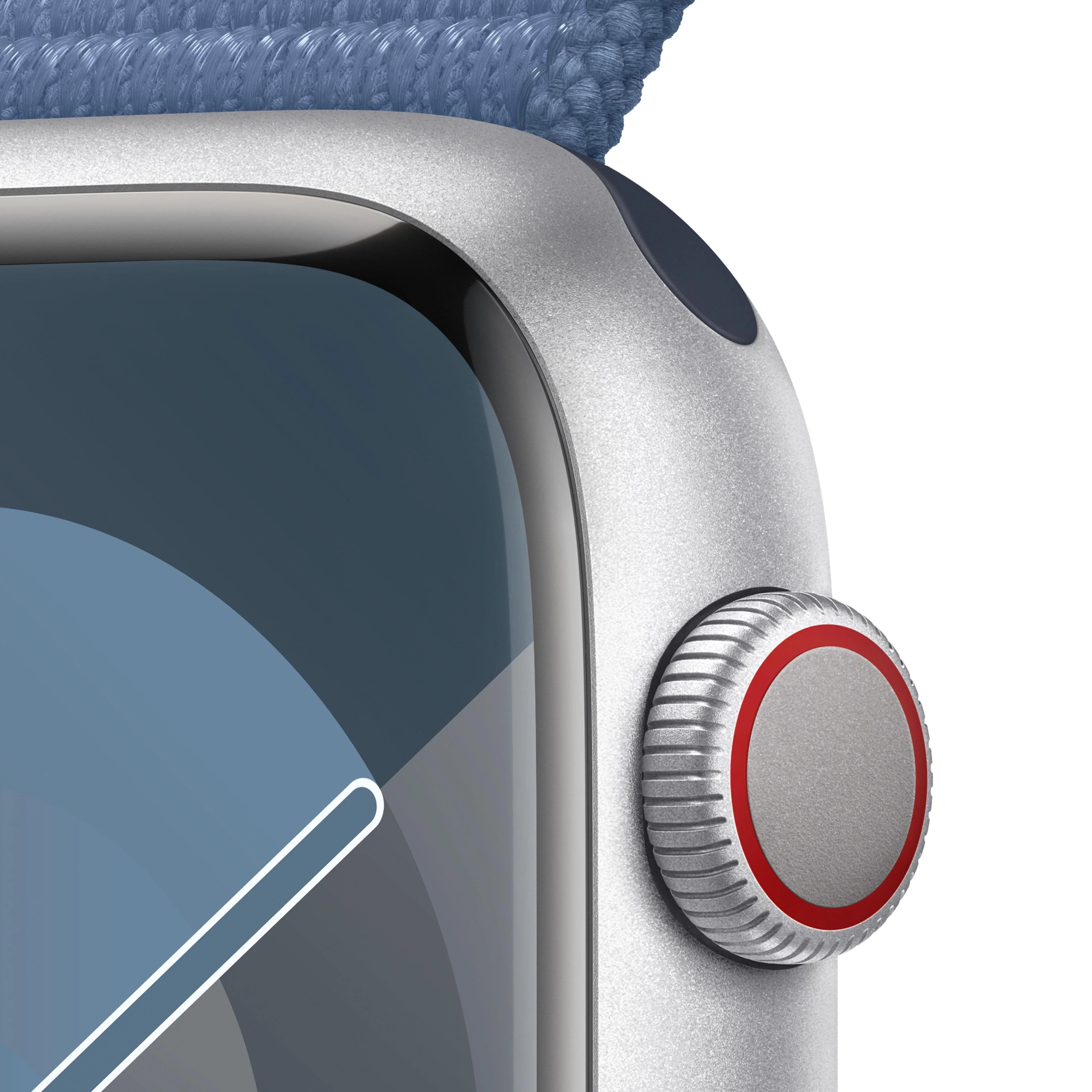 Apple Watch Series 9 GPS + Cellular 45mm Silver Aluminium Case with Winter Blue Sport Loop - Image 3