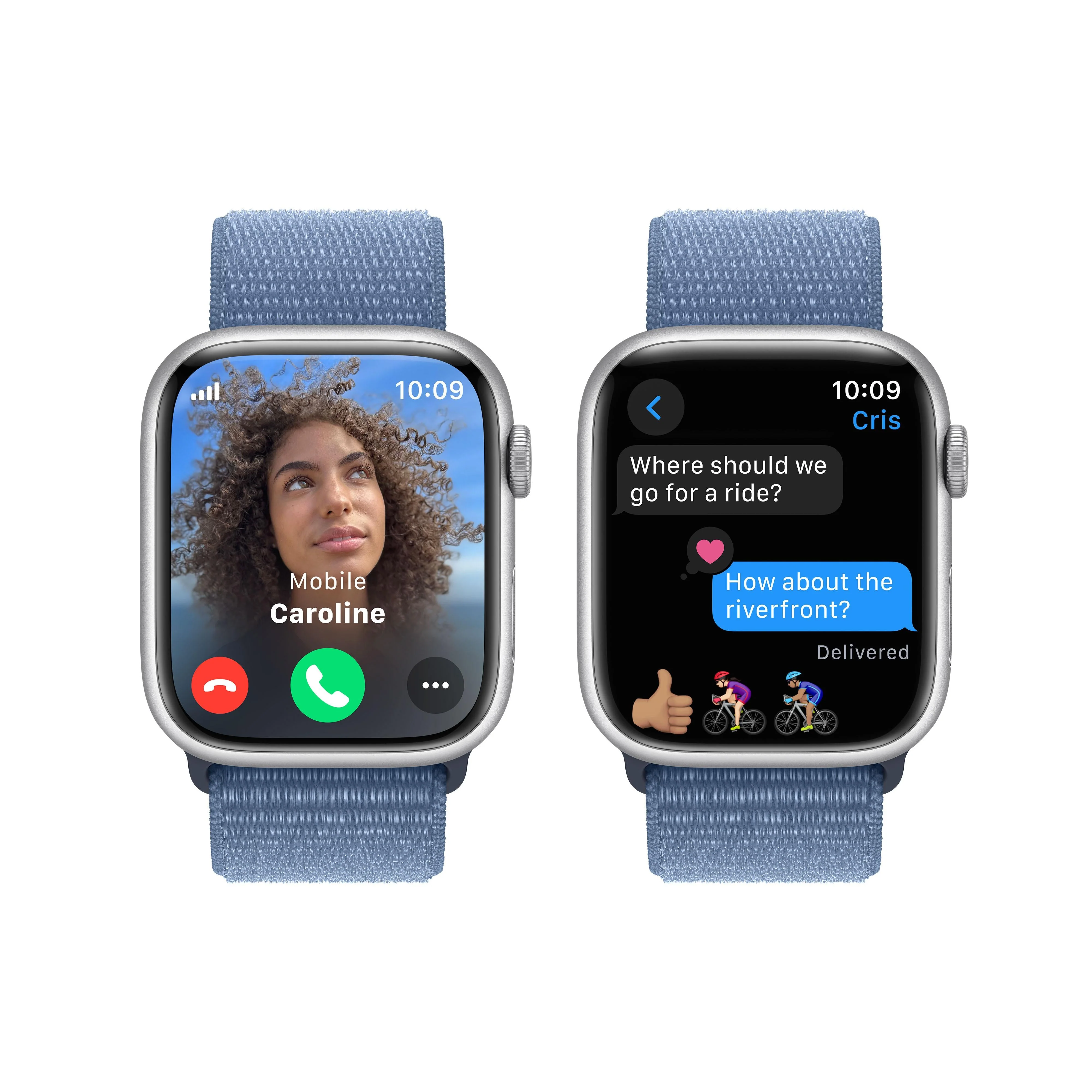 Apple Watch Series 9 GPS + Cellular 45mm Silver Aluminium Case with Winter Blue Sport Loop - Image 6