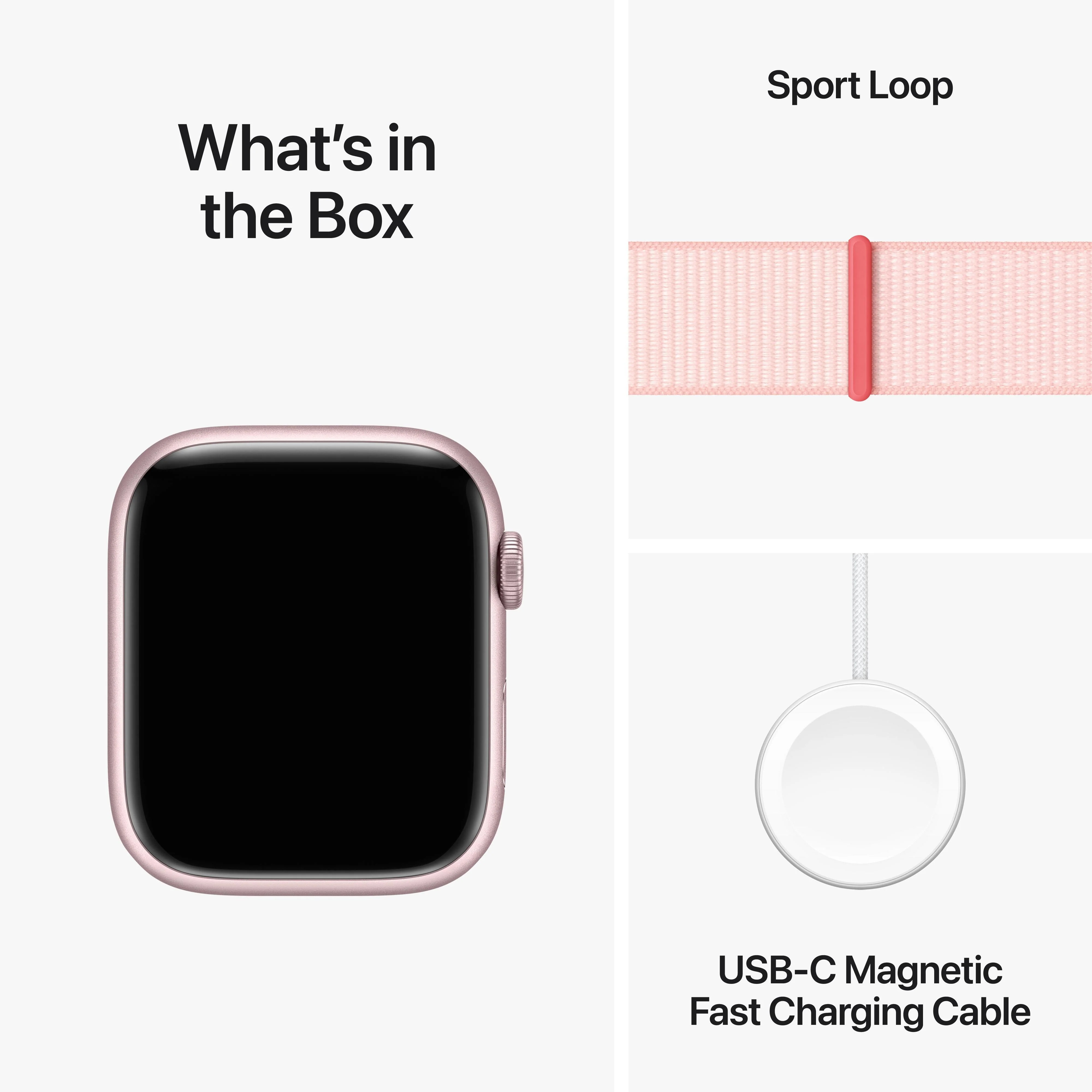 Apple Watch Series 9 GPS + Cellular 45mm Pink Aluminium Case with Light Pink Sport Loop - Image 10