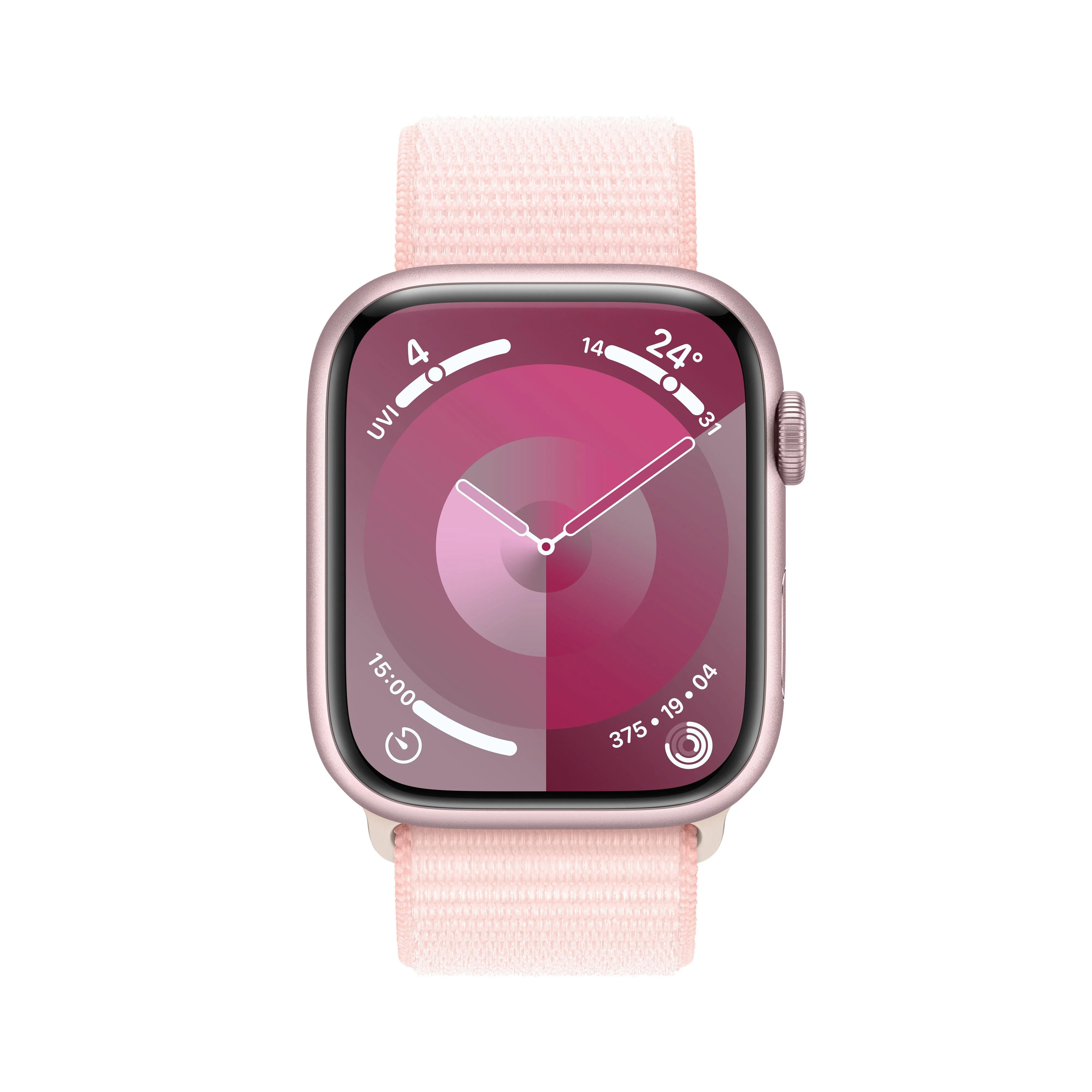 Apple Watch Series 9 GPS + Cellular 45mm Pink Aluminium Case with Light Pink Sport Loop - Image 2