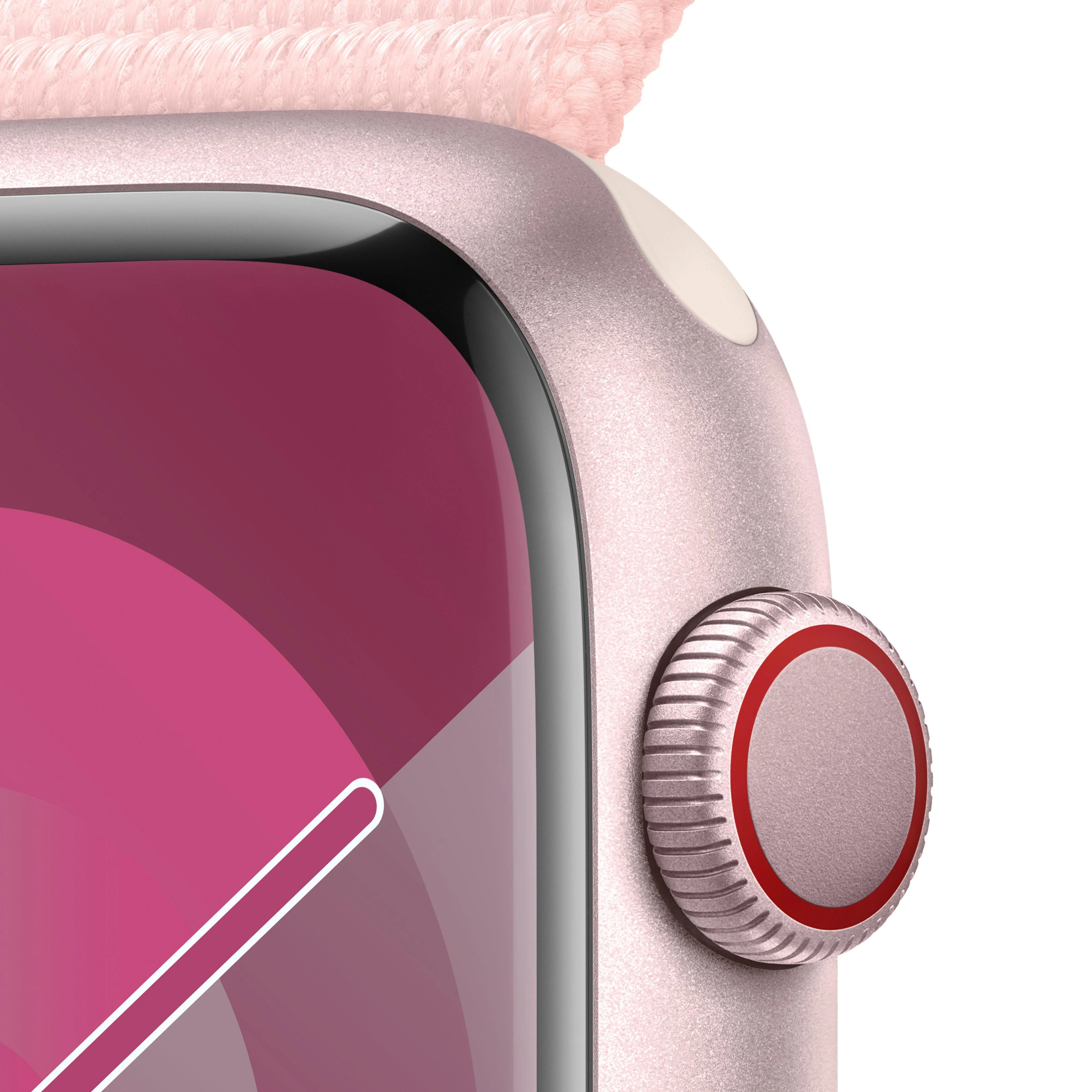 Apple Watch Series 9 GPS + Cellular 45mm Pink Aluminium Case with Light Pink Sport Loop - Image 3