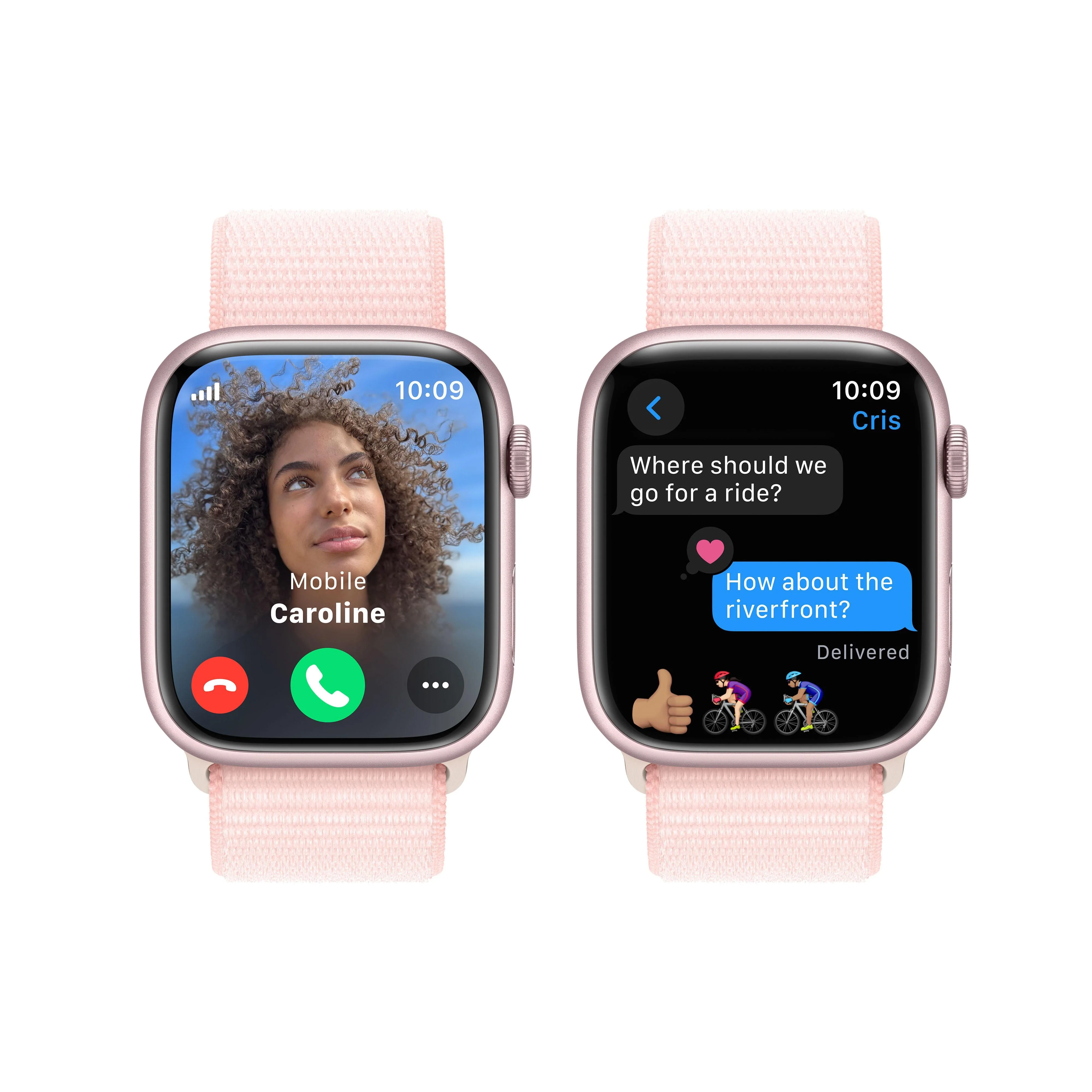 Apple Watch Series 9 GPS + Cellular 45mm Pink Aluminium Case with Light Pink Sport Loop - Image 6