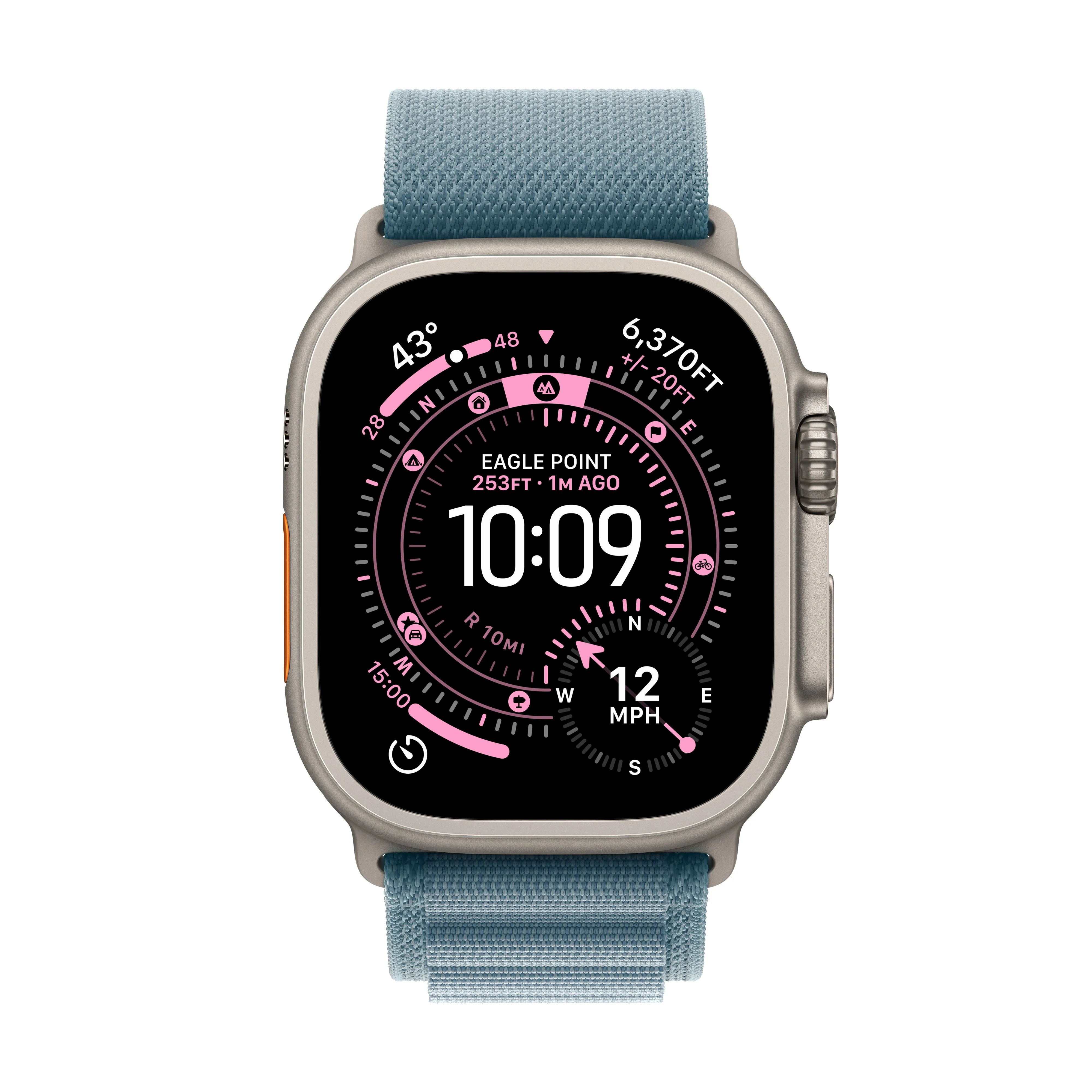 Apple Watch Ultra 3 GPS + Cellular 49mm Natural Titanium Case with Light Blue Alpine Loop - Small - Image 2