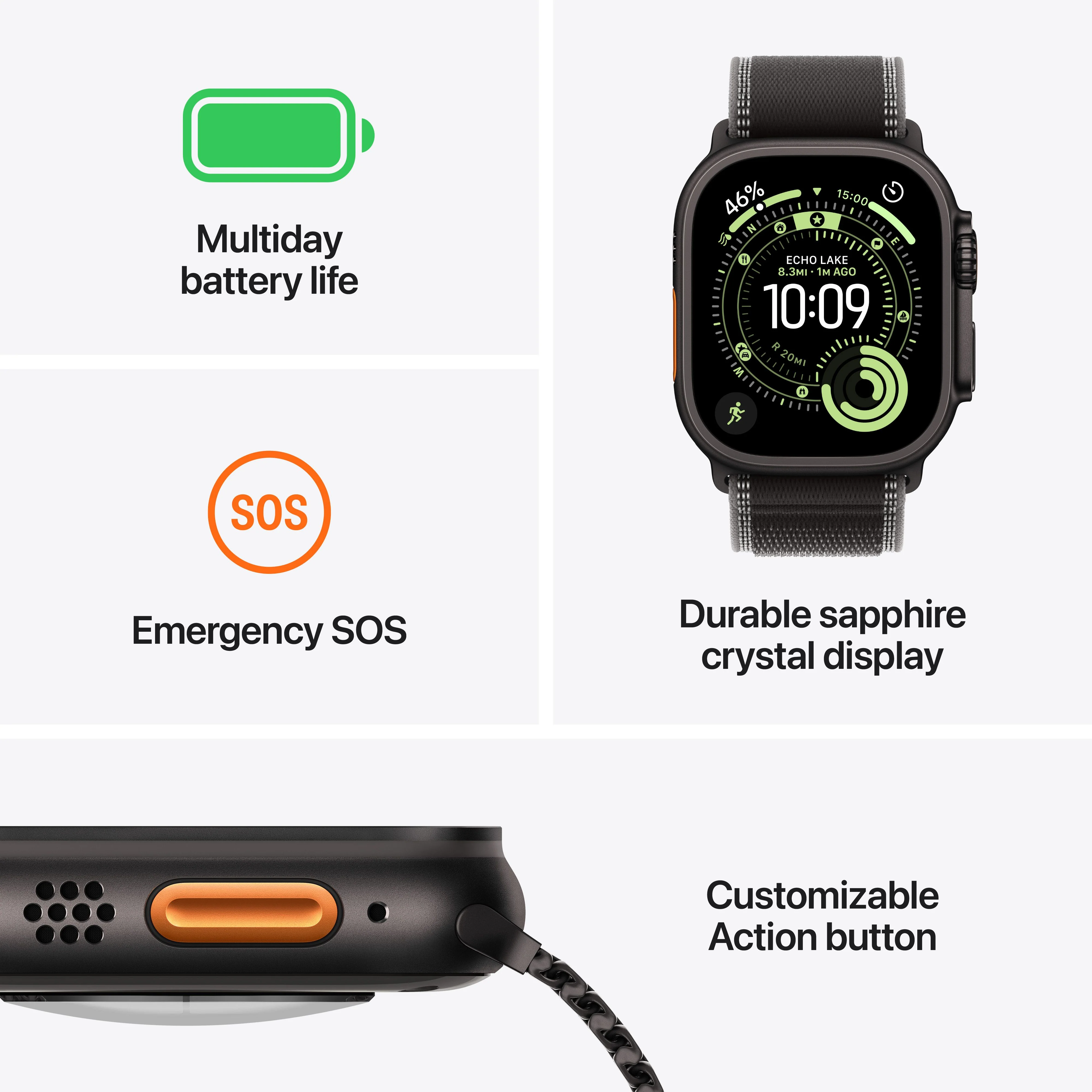Apple Watch Ultra 3 GPS + Cellular 49mm Natural Titanium Case with Light Blue Alpine Loop - Large - Image 3