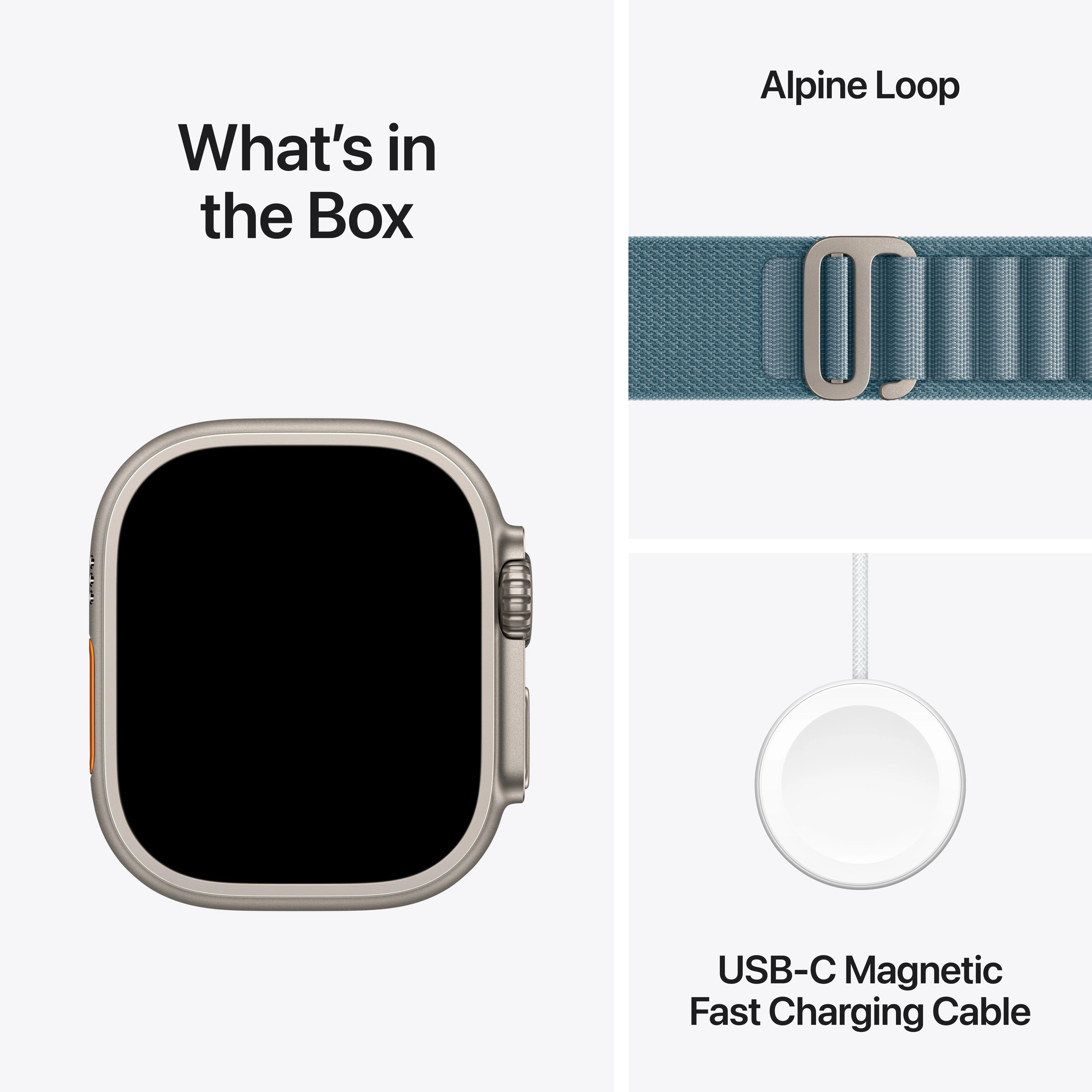 Apple Watch Ultra 3 GPS + Cellular 49mm Natural Titanium Case with Light Blue Alpine Loop - Large - Image 7