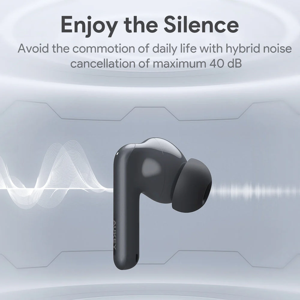 Aukey EP-B2 True Wireless Earbuds With Adaptive Hybrid ANC BT5.4 (Grey) - Image 7
