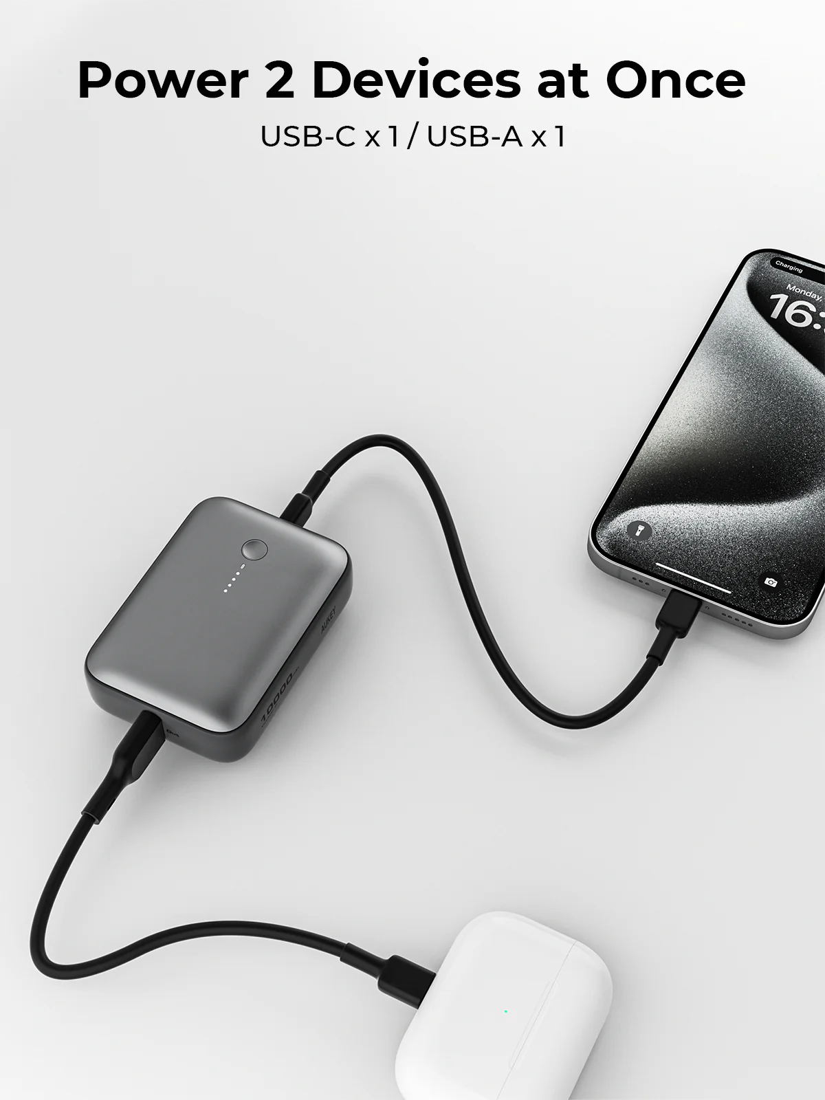 Aukey PB-Y55 22.5W Powerbank 10,000mAh (Grey) - Image 5
