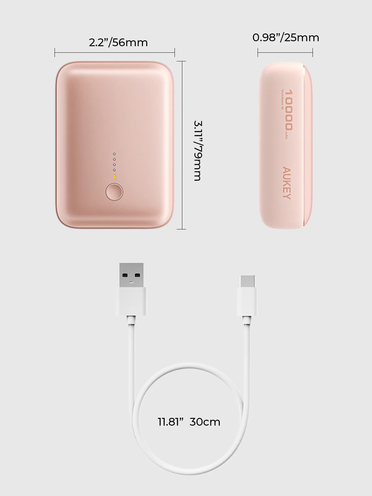 Aukey PB-Y55 22.5W Powerbank 10,000mAh (Pink) - Image 9