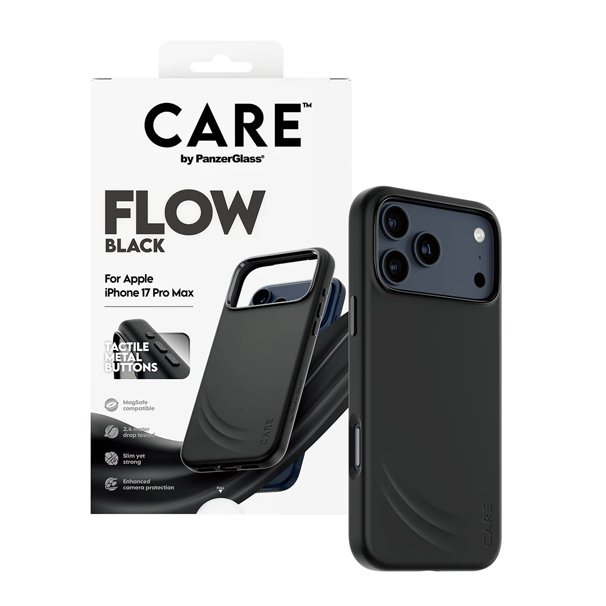 CARE by PanzerGlass® Feature FLOW Case Black with MagSafe iPhone 17 Pro Max - Image 5