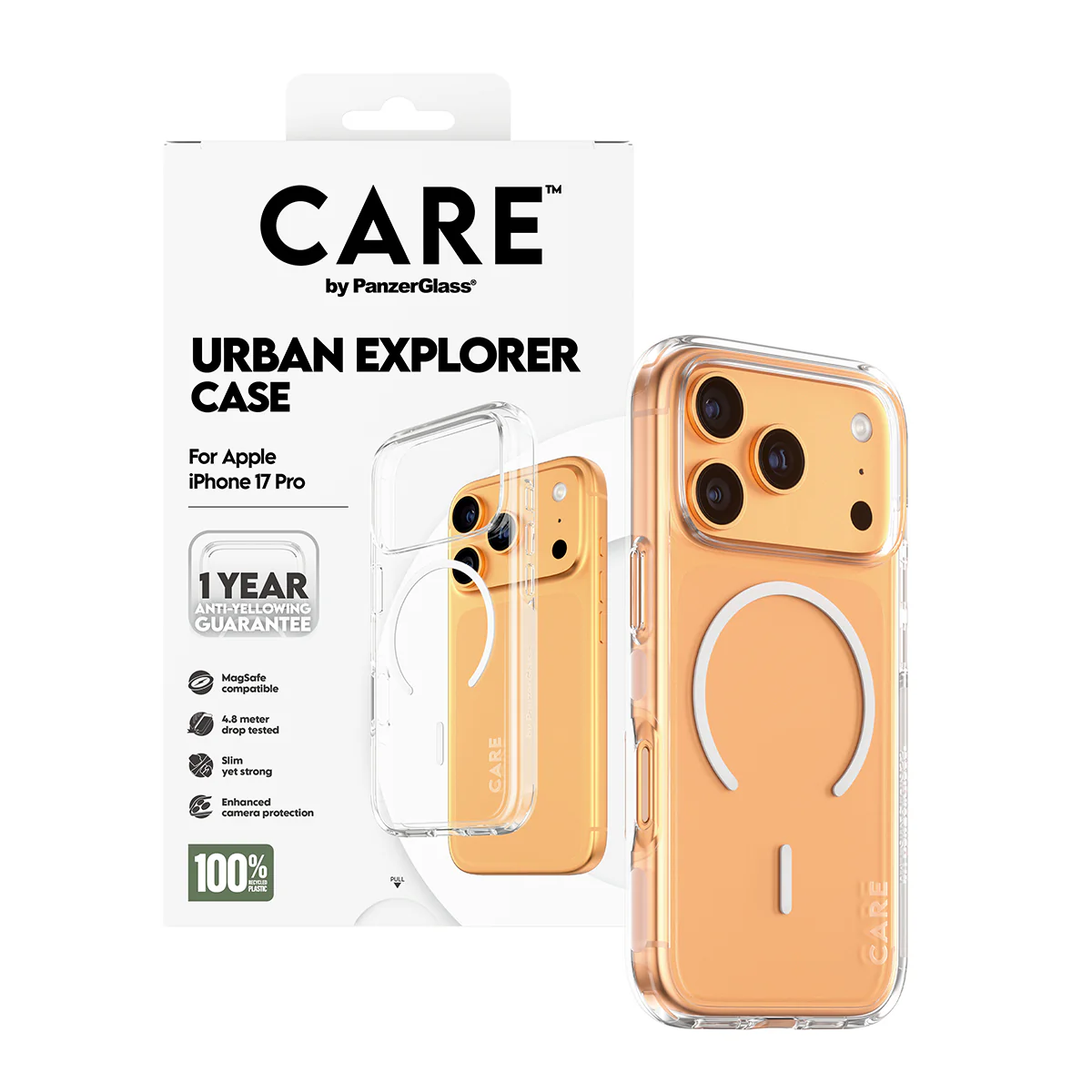 CARE by PanzerGlass® Flagship Case Transparent Urban Explorer with White MagSafe iPhone 17 Pro - Image 5