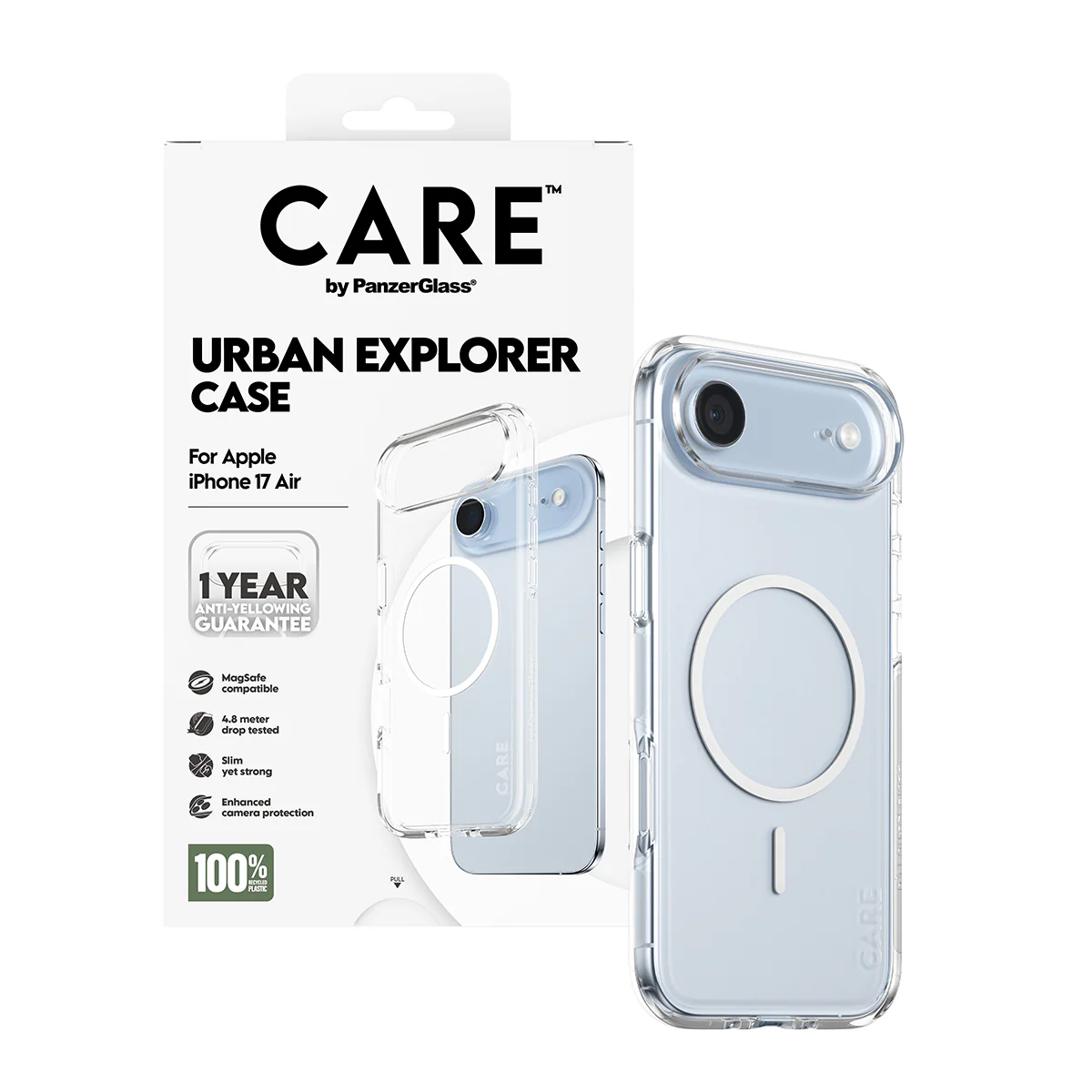 CARE by PanzerGlass® Flagship Case Transparent Urban Explorer with White MagSafe iPhone Air - Image 5