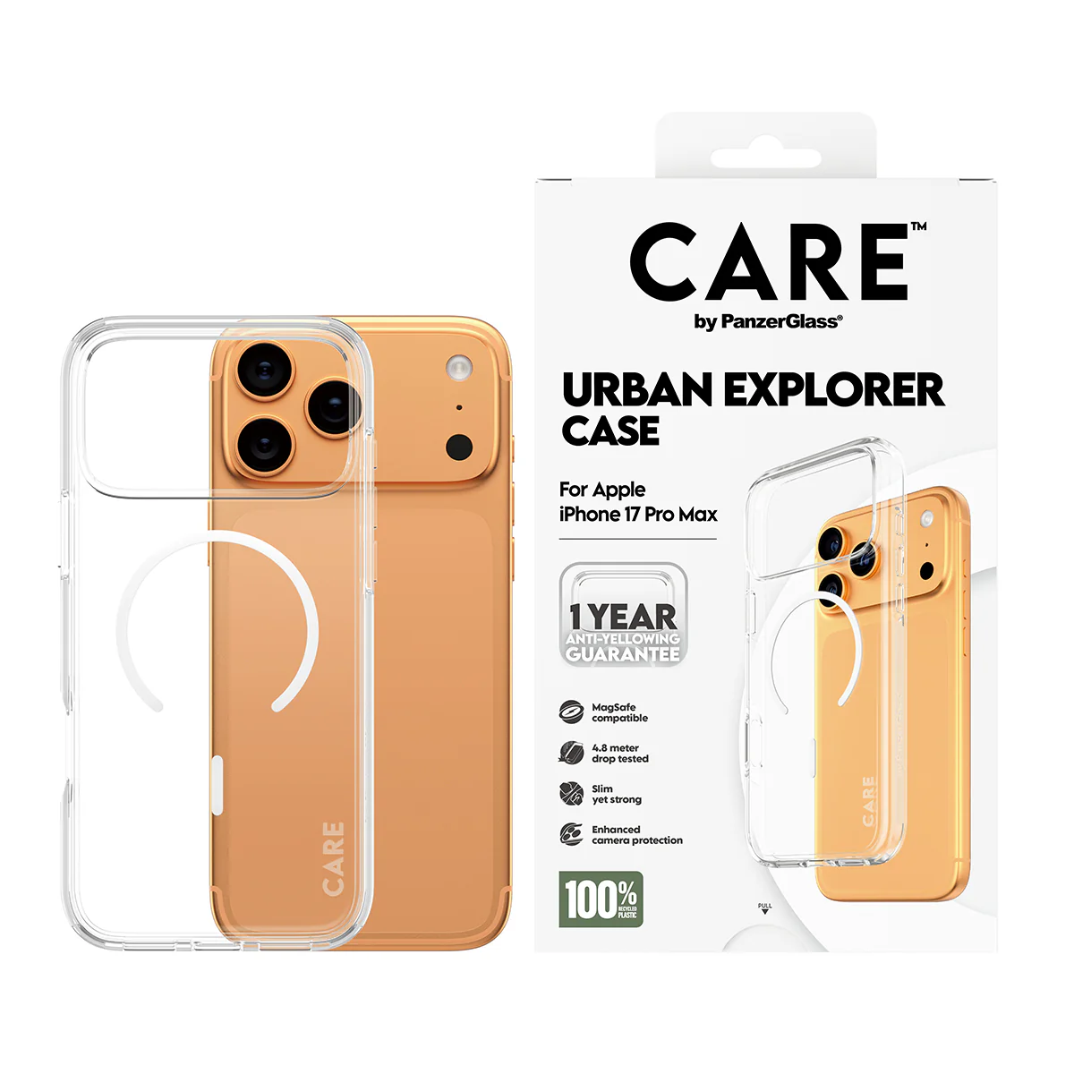 CARE by PanzerGlass® Flagship Case Transparent Urban Explorer with White MagSafe iPhone 17 Pro Max - Image 3