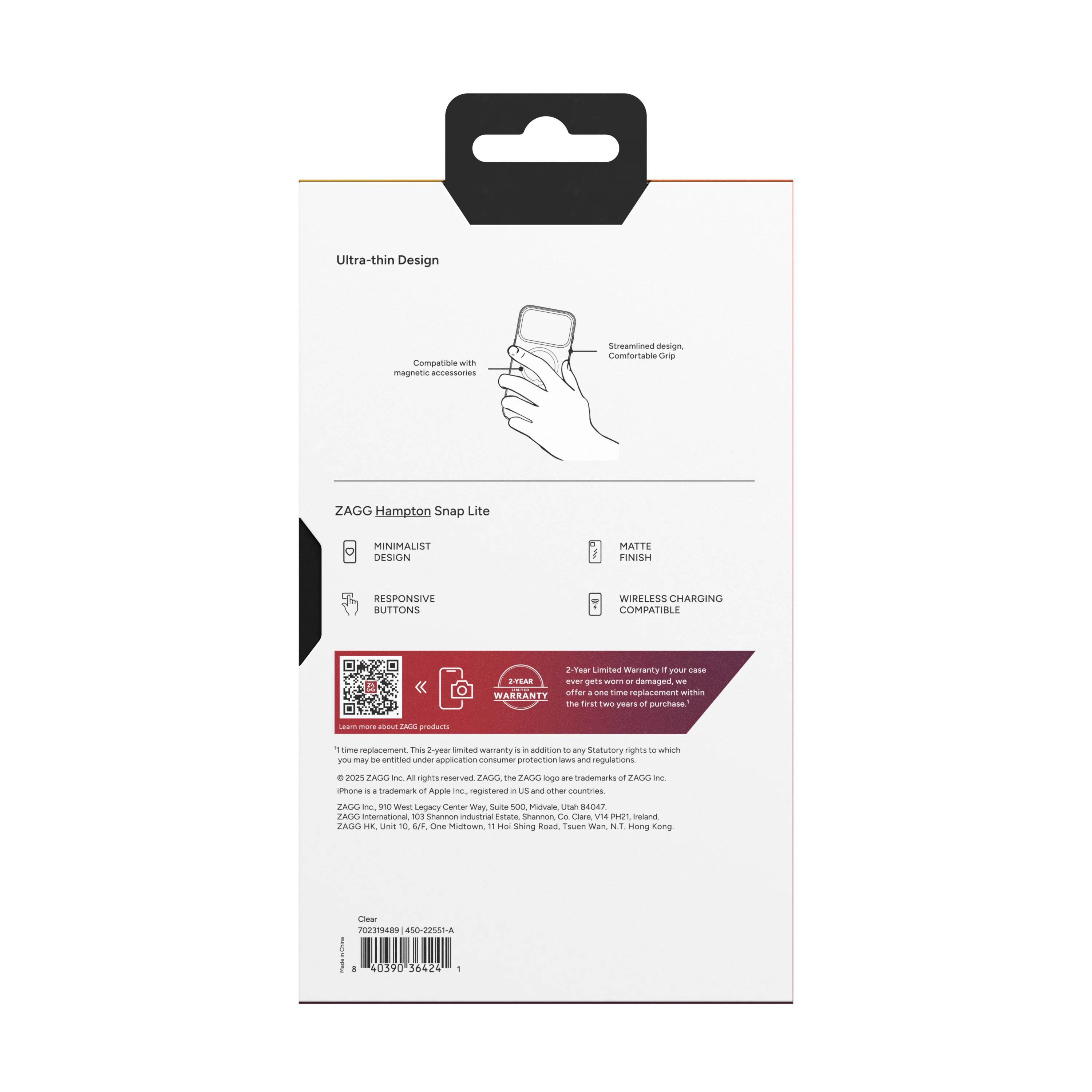 ZAGG-Cases-Essential Hampton Snap Lite iPhone 17 Pro - Clear - Image 16
